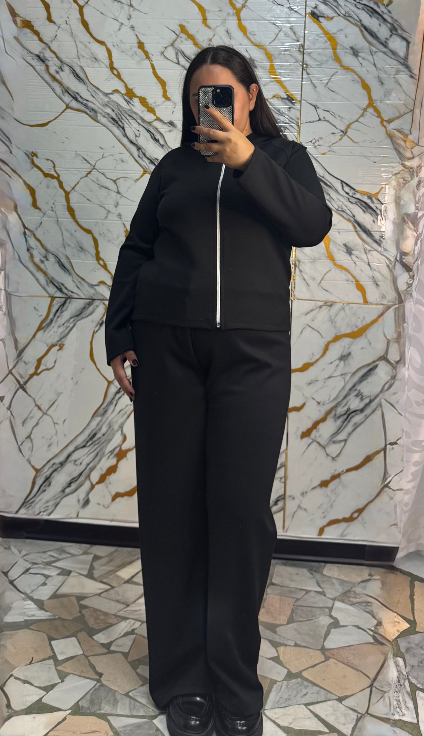 Curvy Coordinato tuta Anastasia nero