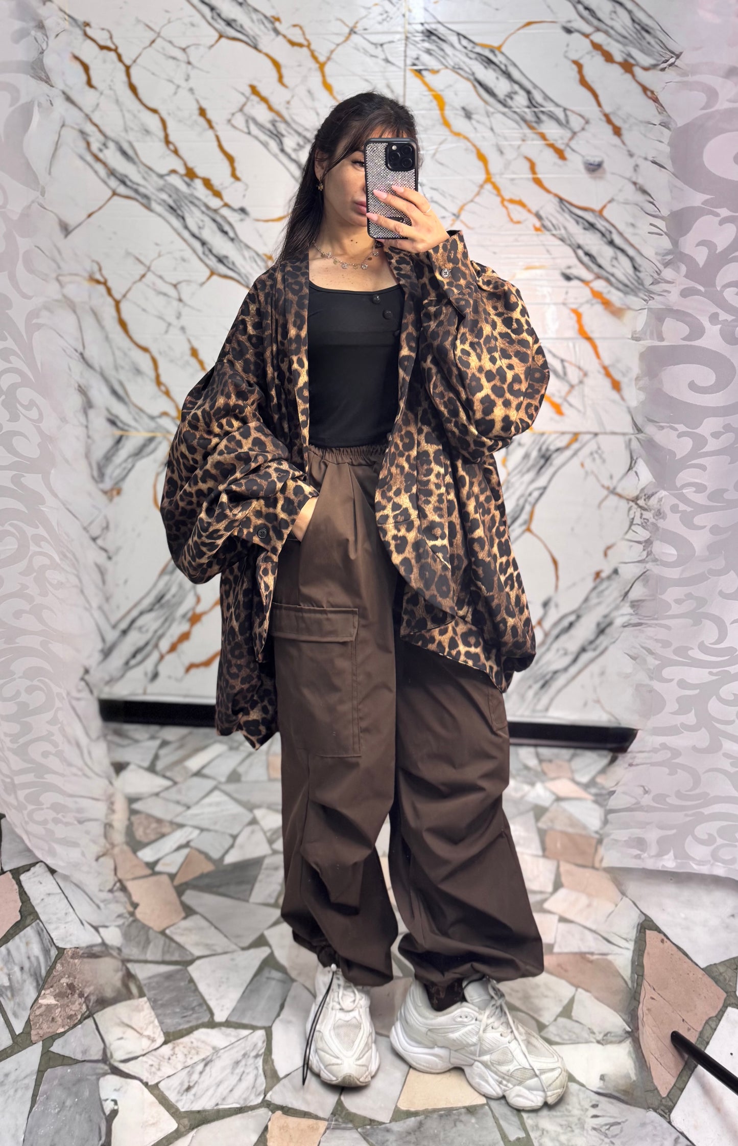 Curvy Bomber aperto animalier over