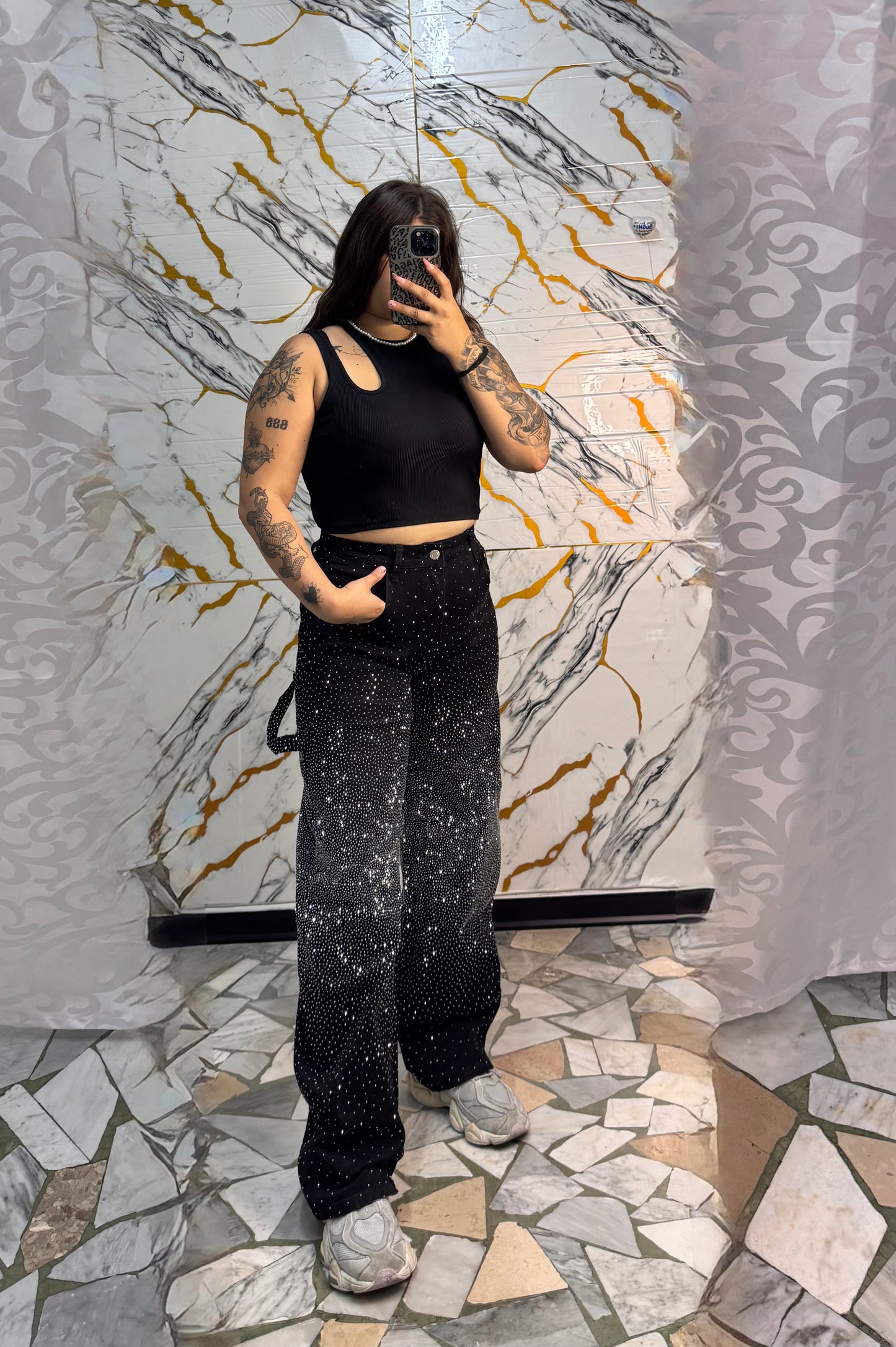 Jeans Ballon nero diamond