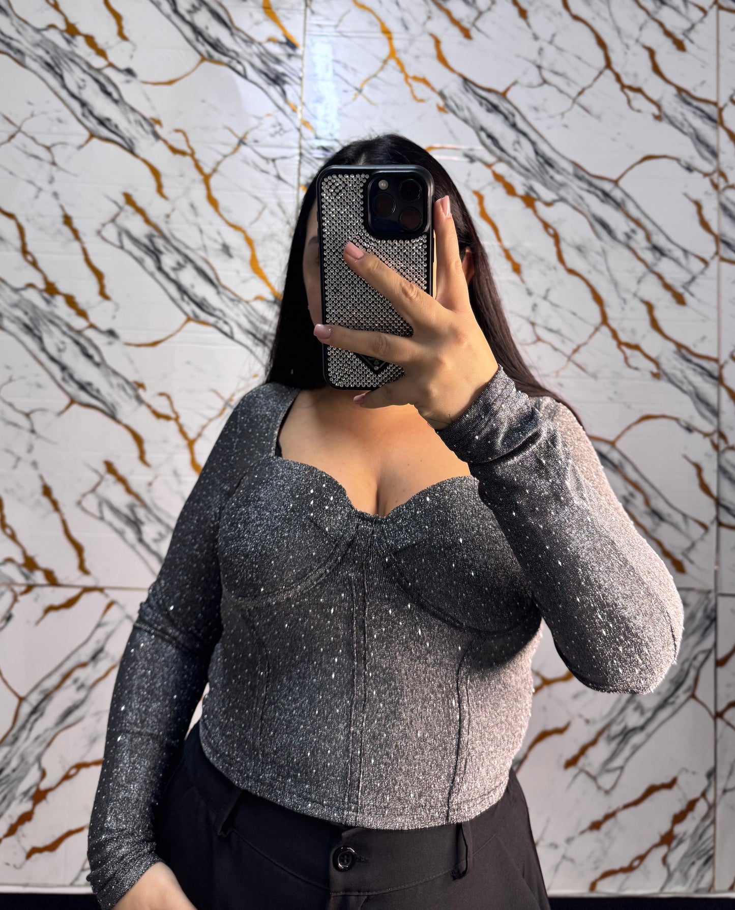 Curvy corpetto Luxury argento