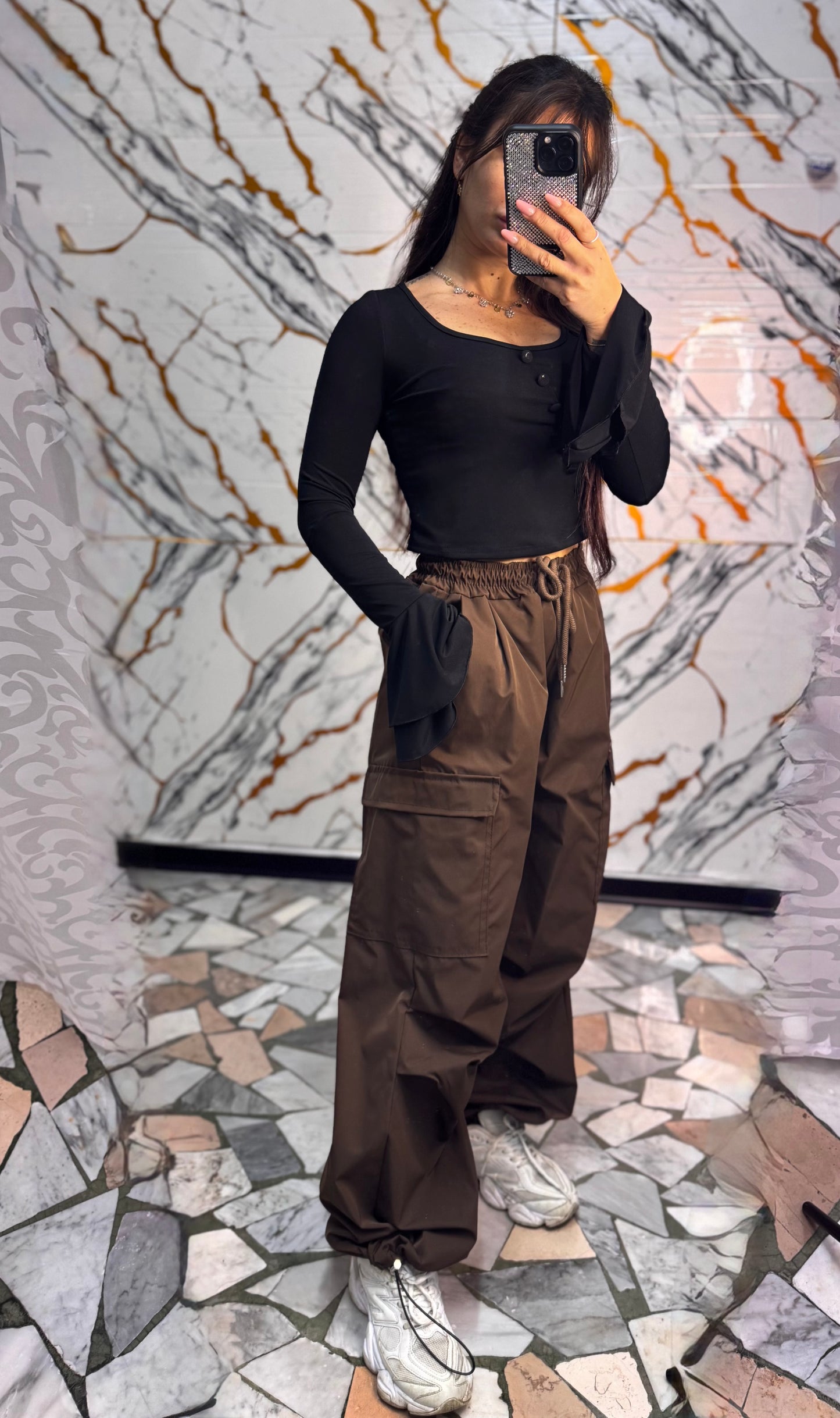 Cargo tessuto tecno marrone