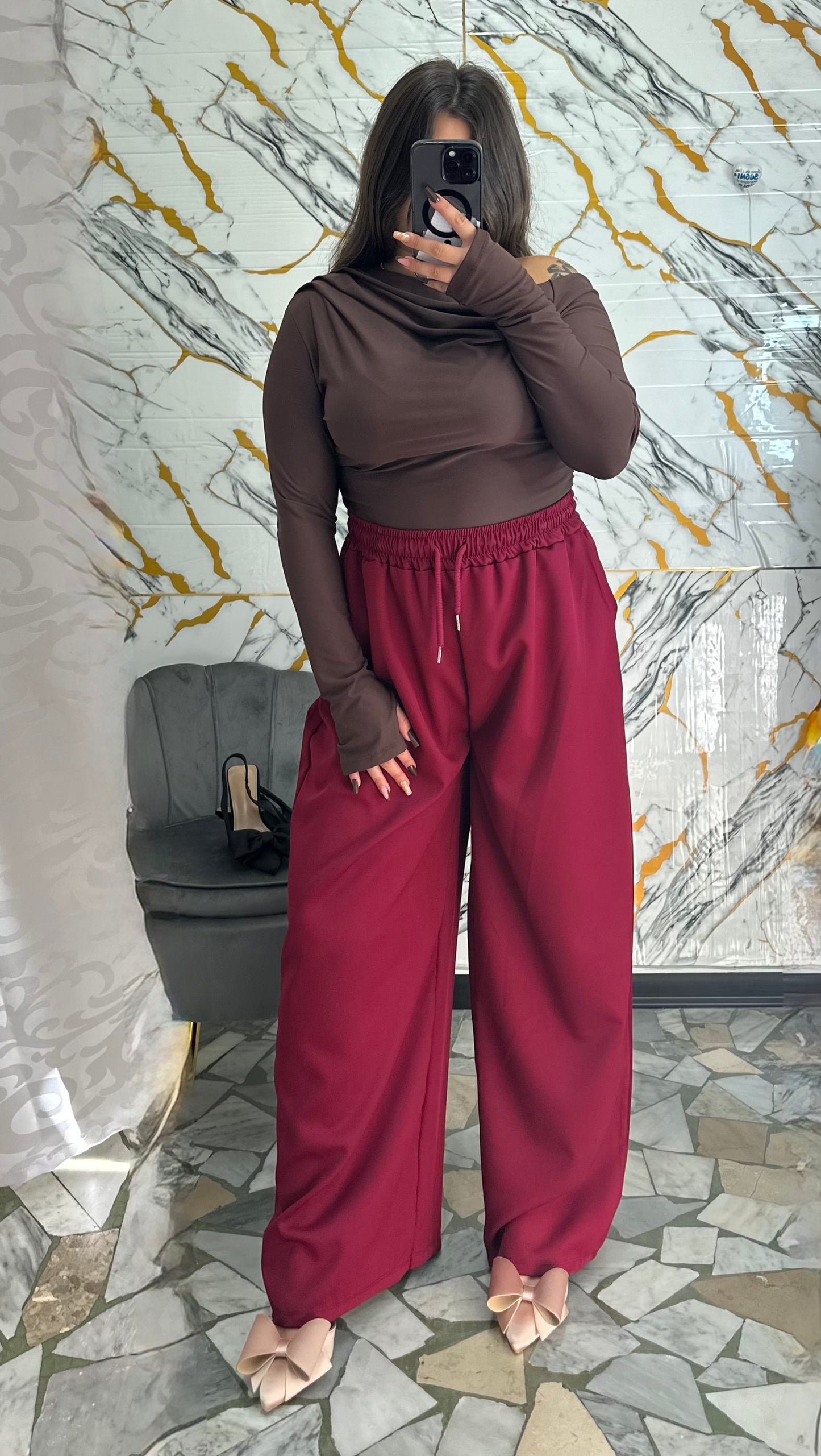 Curvy pantalone Lina bordeaux