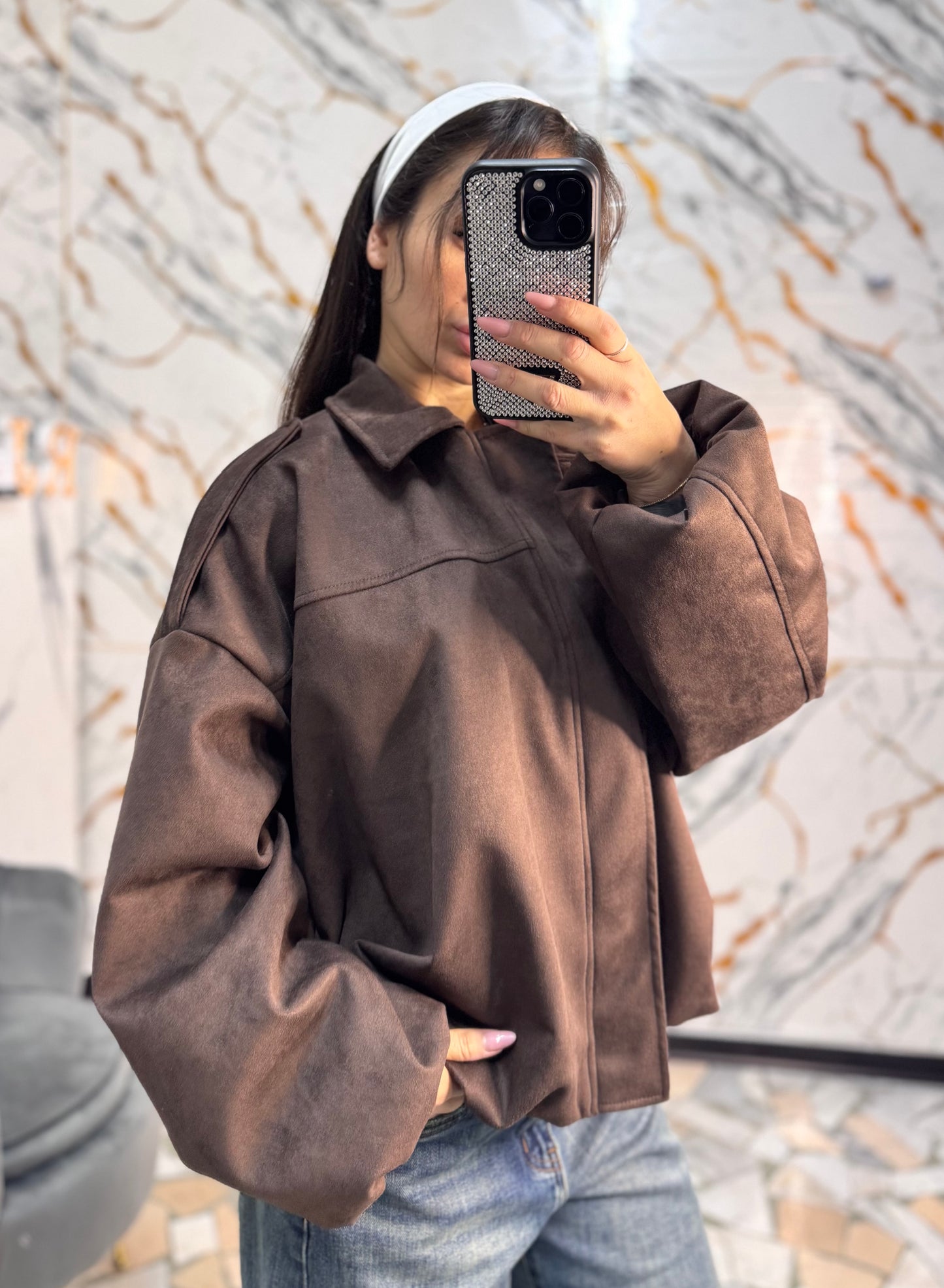 Curvy bomber camoscio