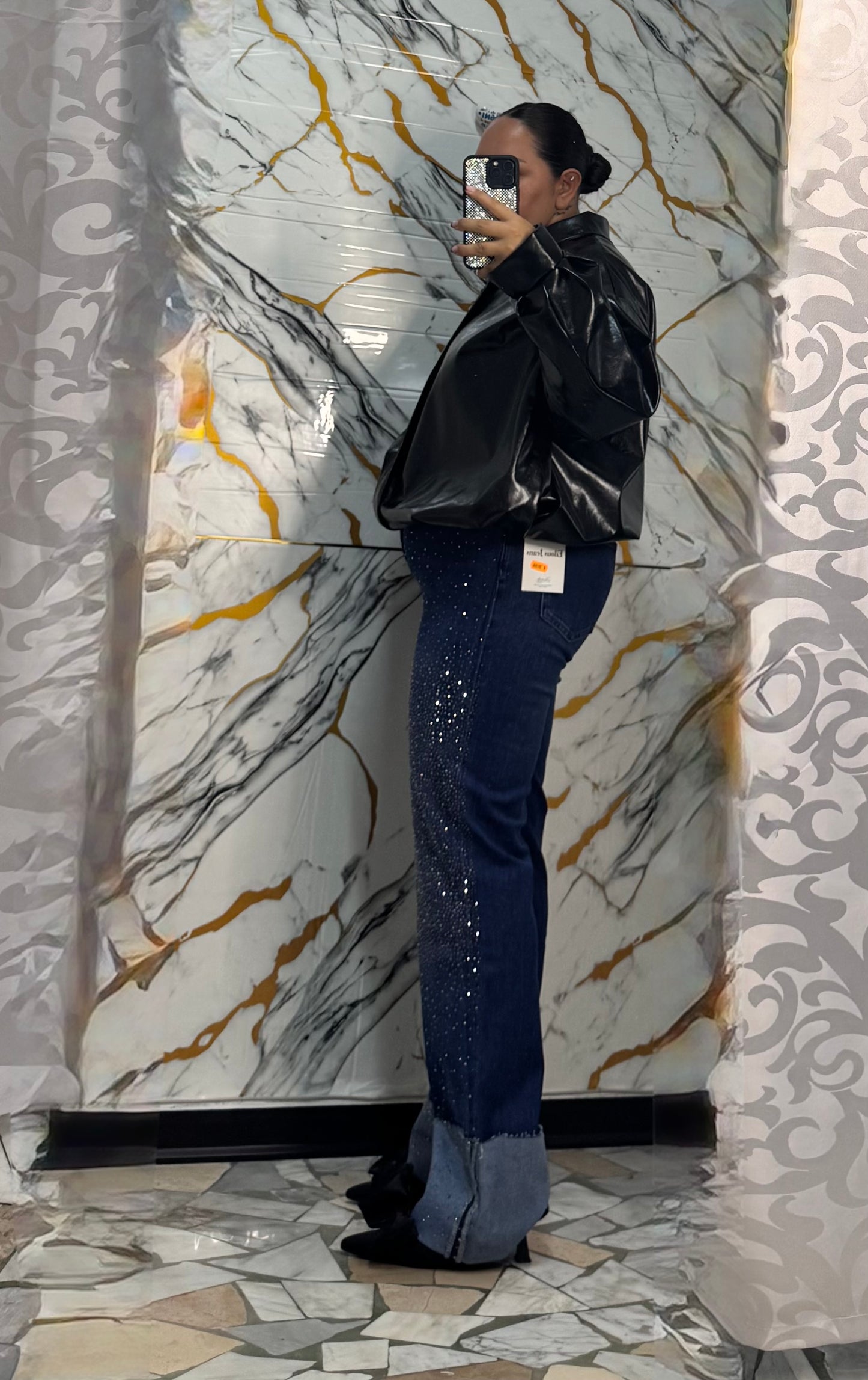 Curvy jacket simil pelle