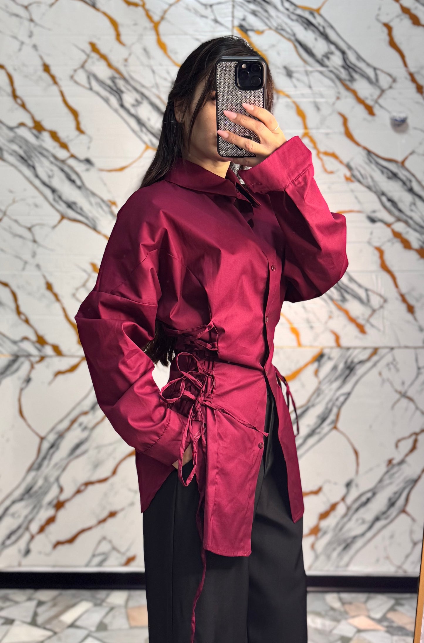 Camicia intreccio bordeaux