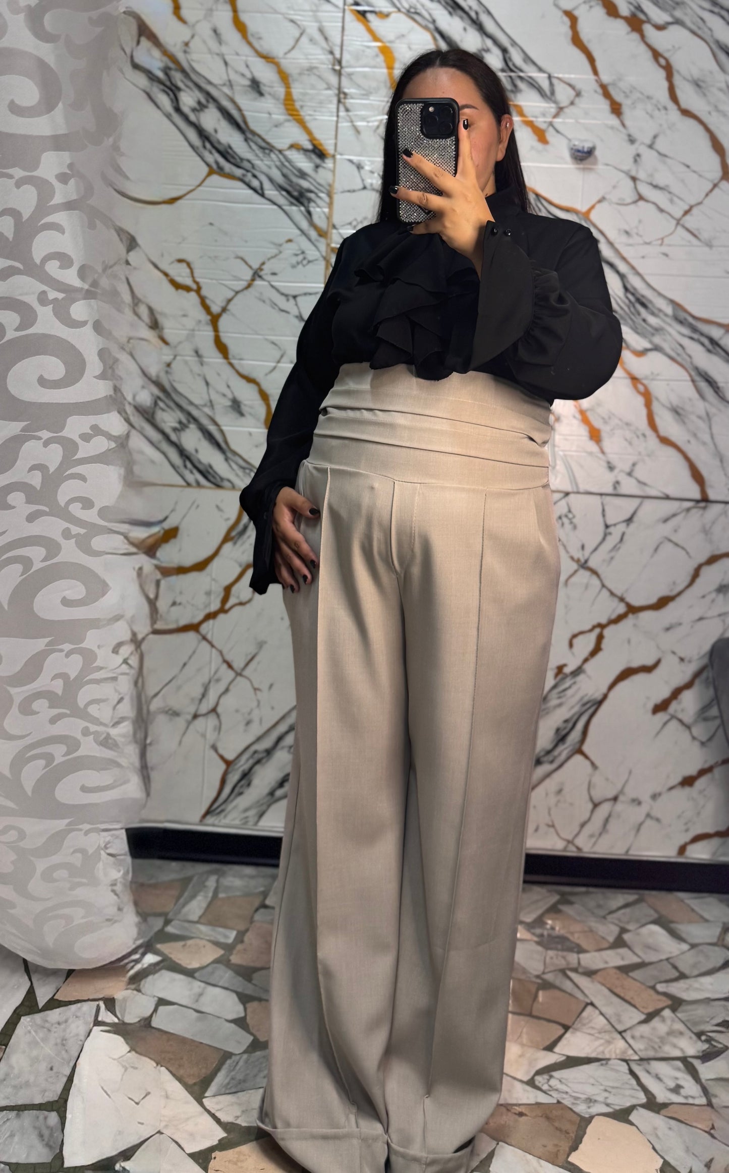 Curvy pantalone fascione beige