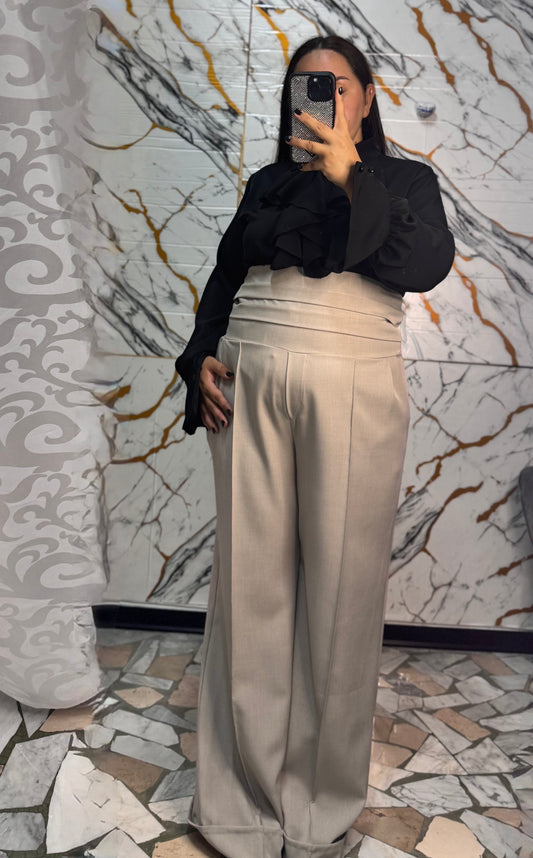 Curvy pantalone fascione beige