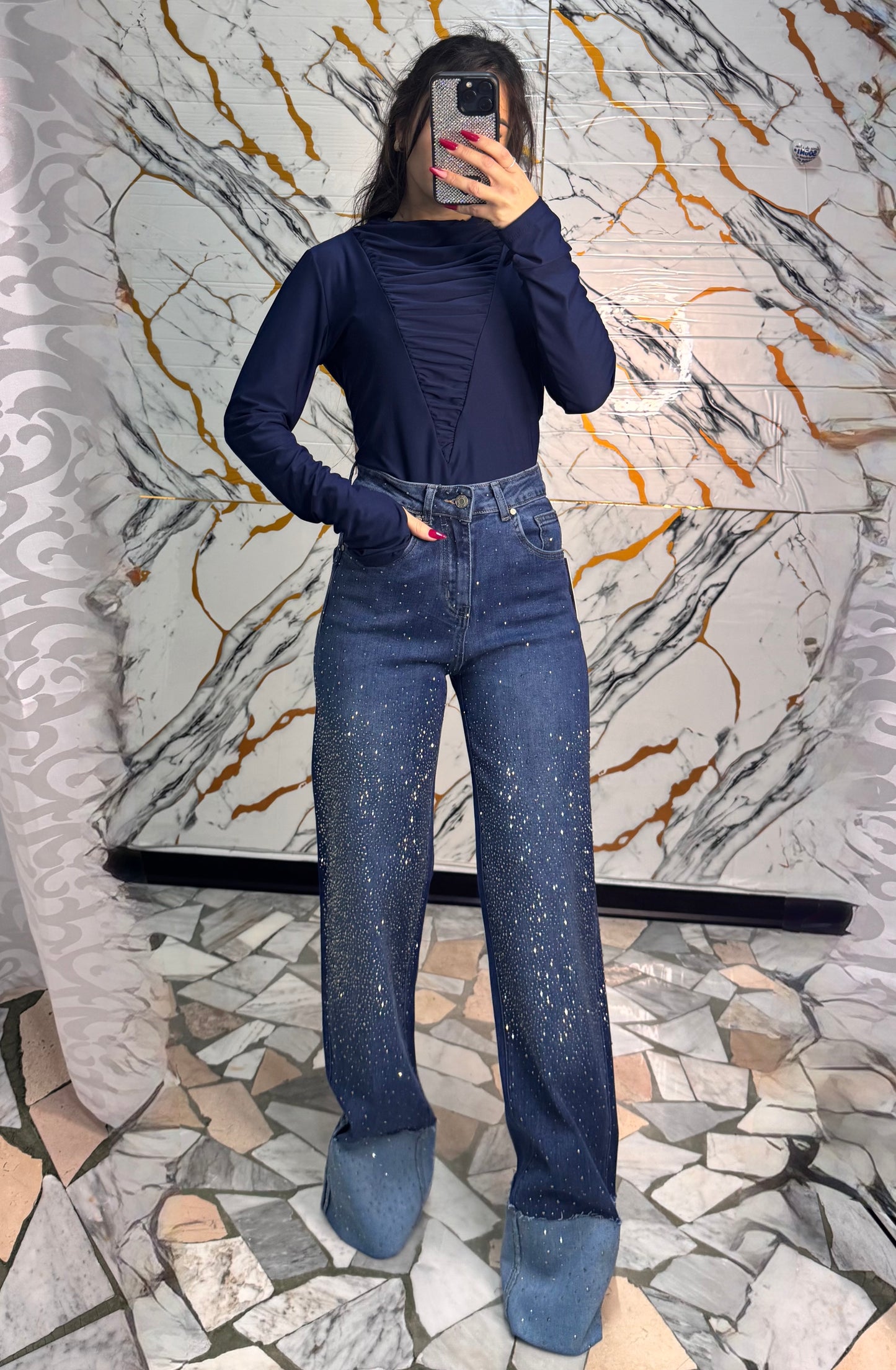 Jeans piegone diamond