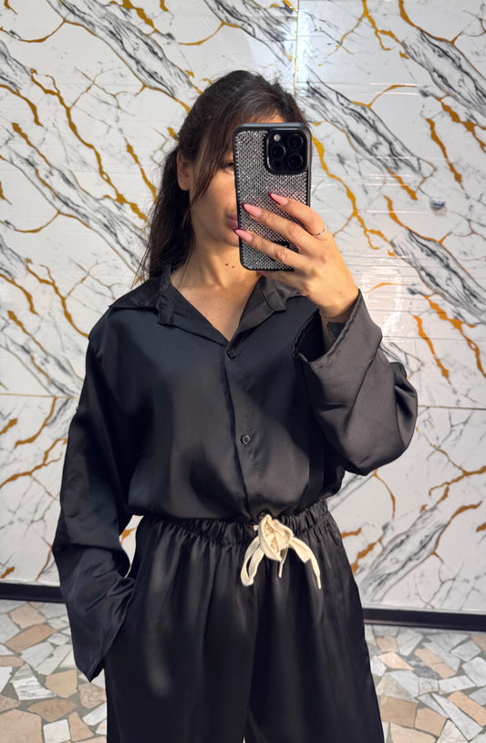 Camicia satin Cecilia black