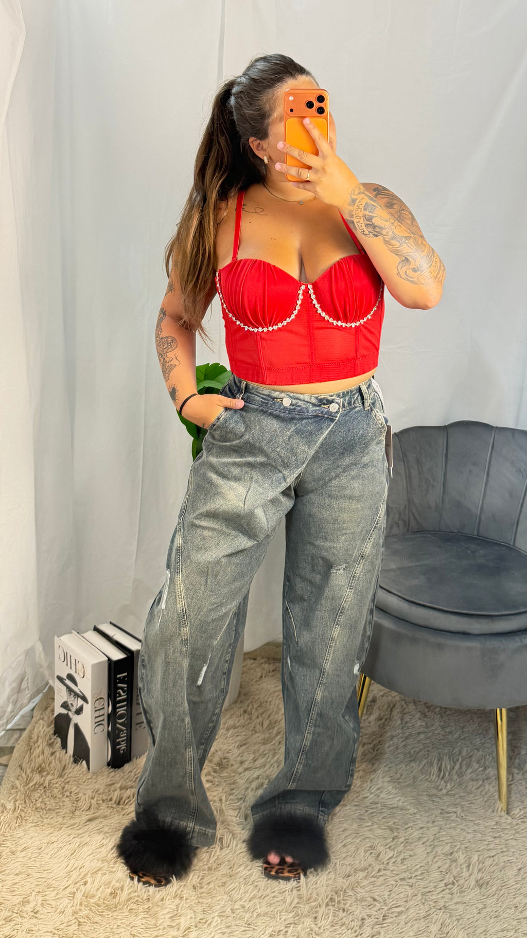 Jeans Wide leg asimmetrico