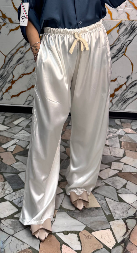Pantalone satin white