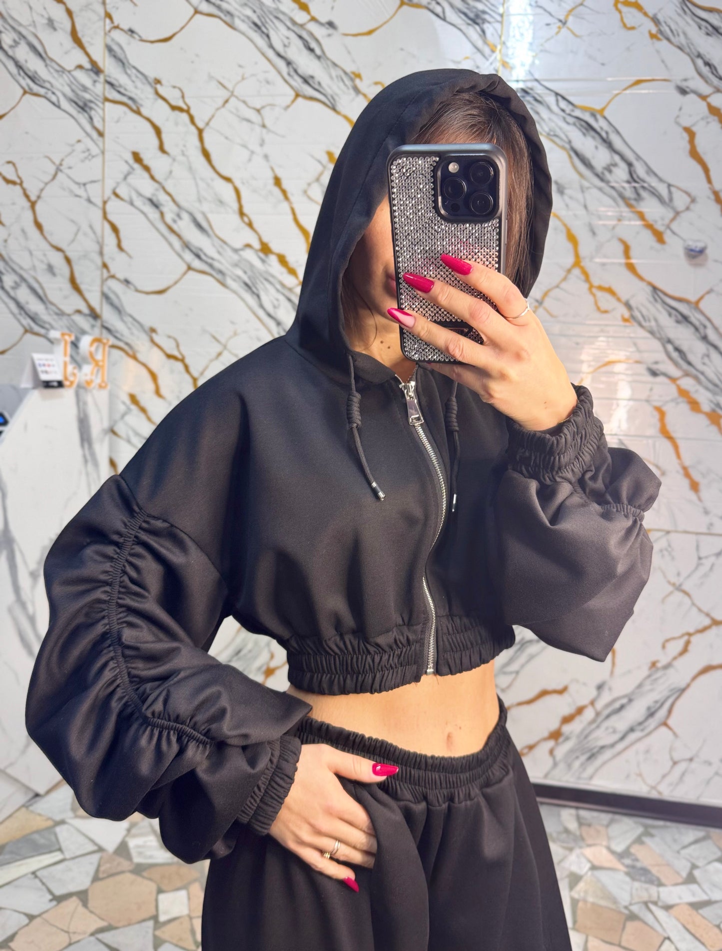 Coordinato tuta riccio nero