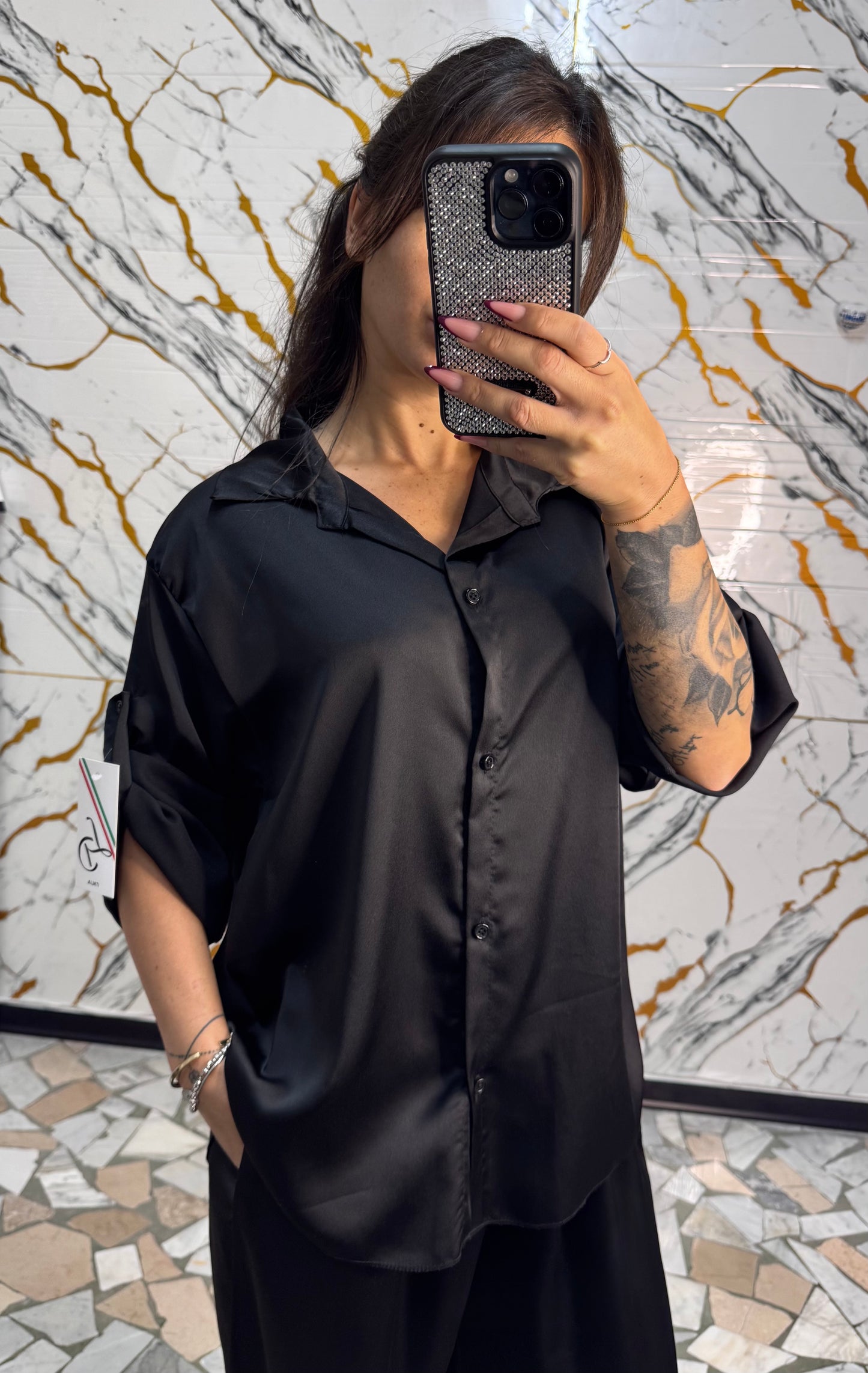 Camicia satin Cecilia black