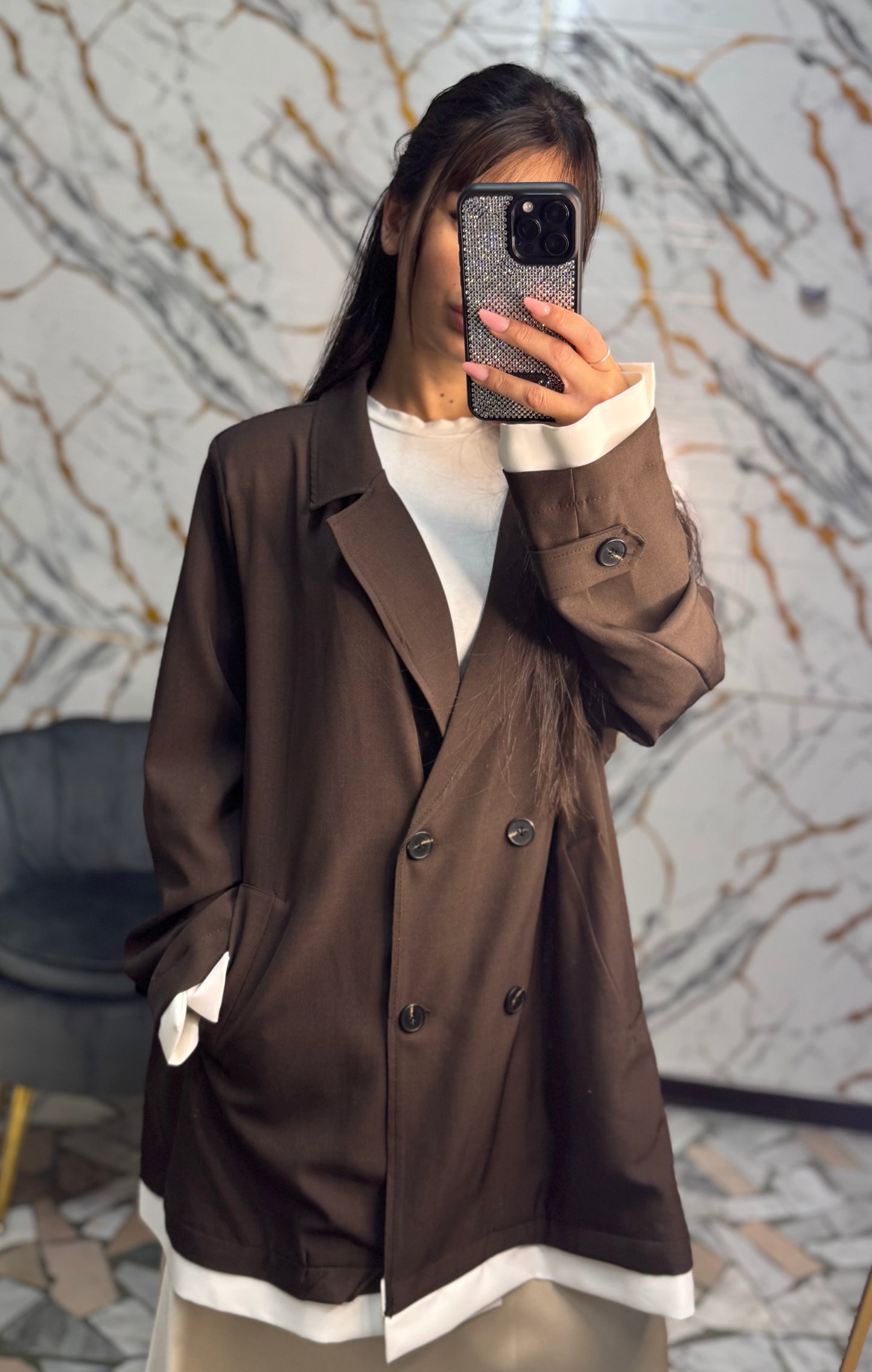 Curvy blazer ballerina marrone