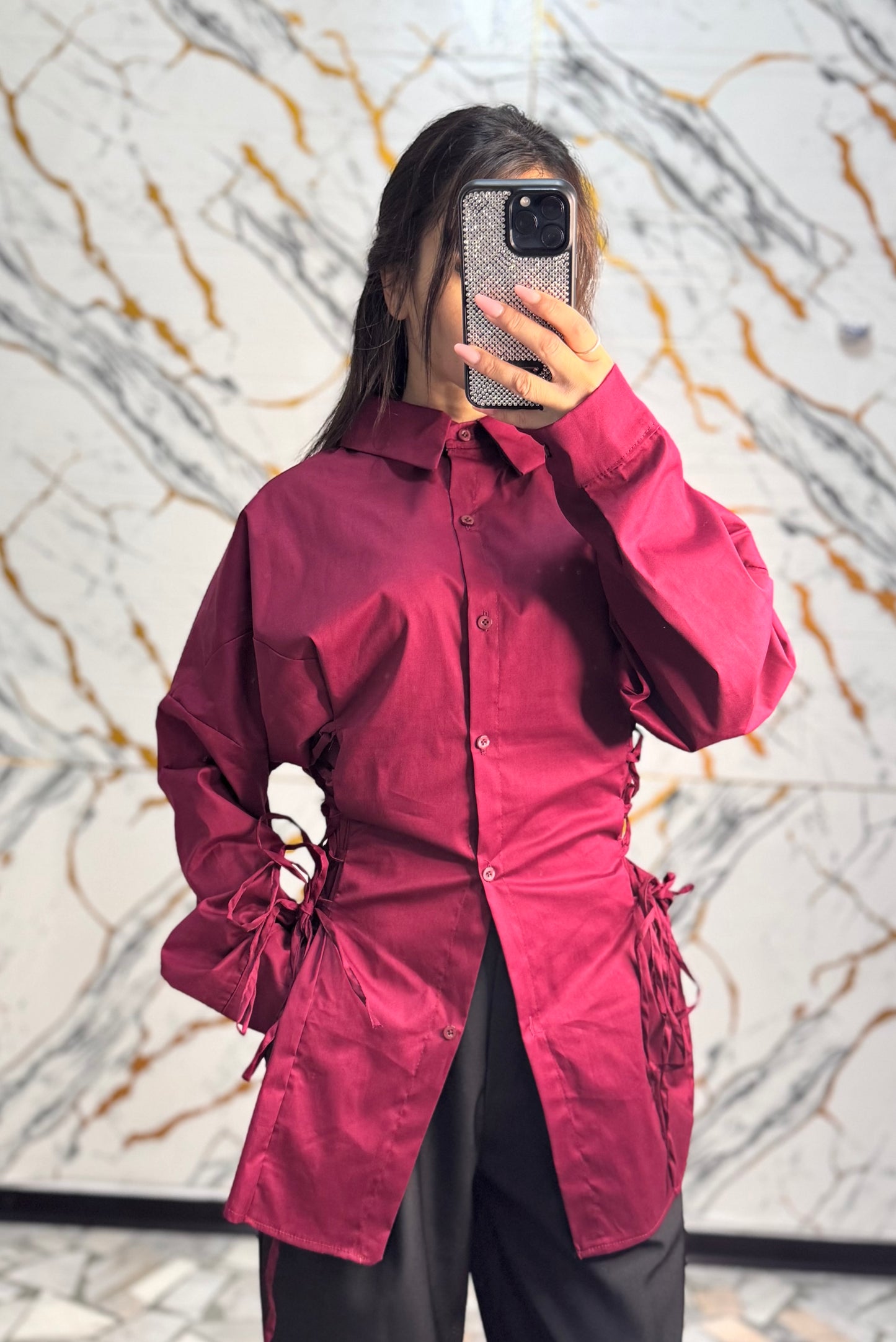 Camicia intreccio bordeaux