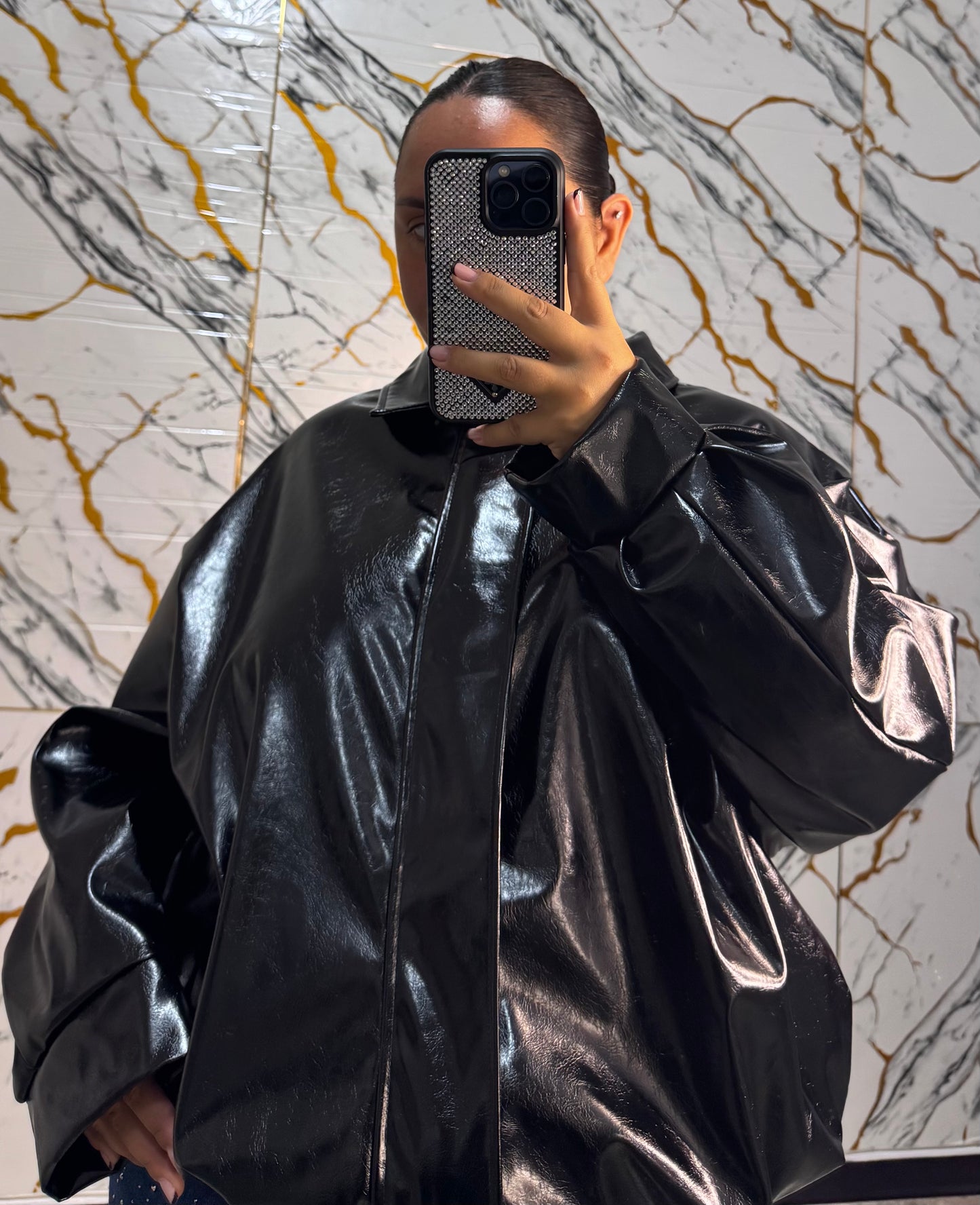 Curvy jacket simil pelle