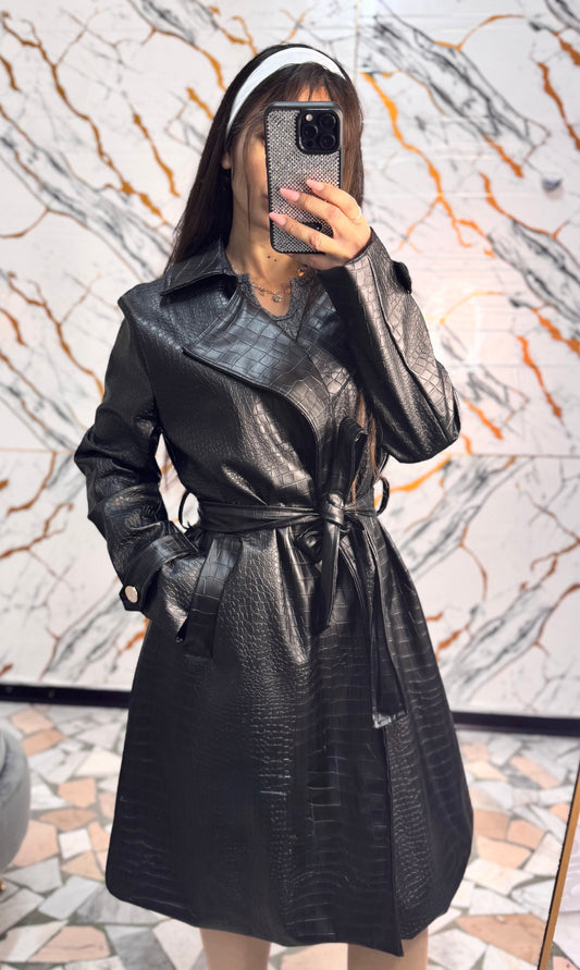 Trench in ecopelle pitonato