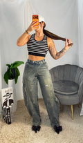 Jeans Wide leg asimmetrico