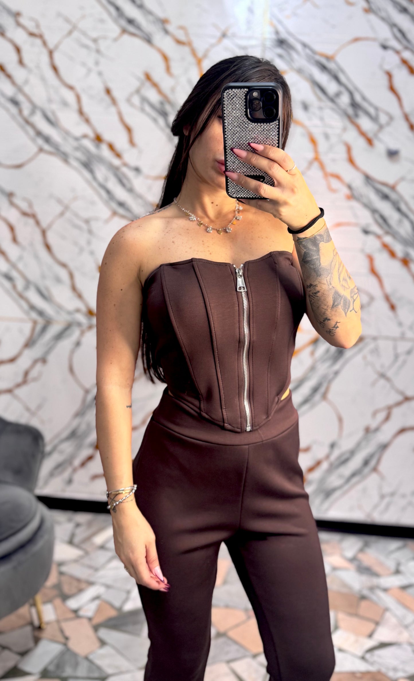Coordinato tuta Virginia marrone