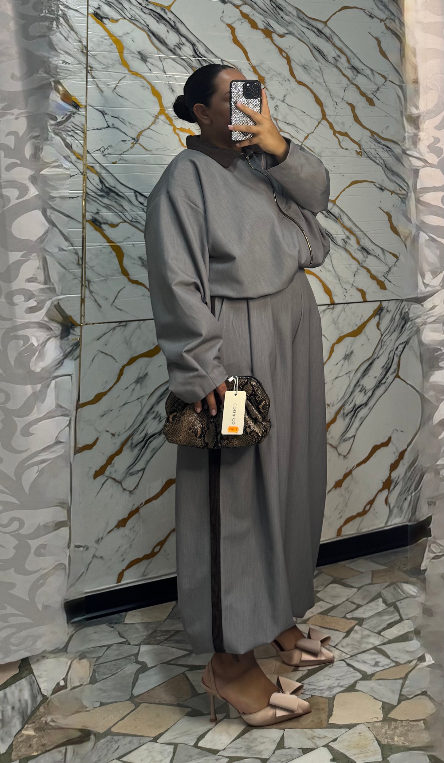 Curvy Coordinato twine Line grigio