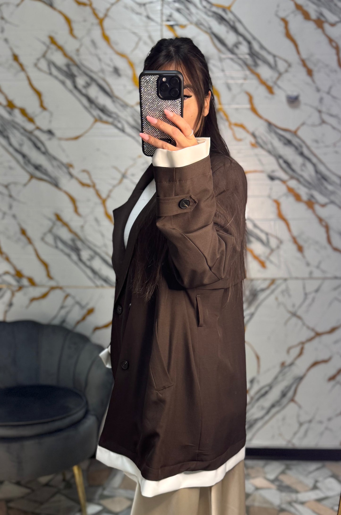 Curvy blazer ballerina marrone