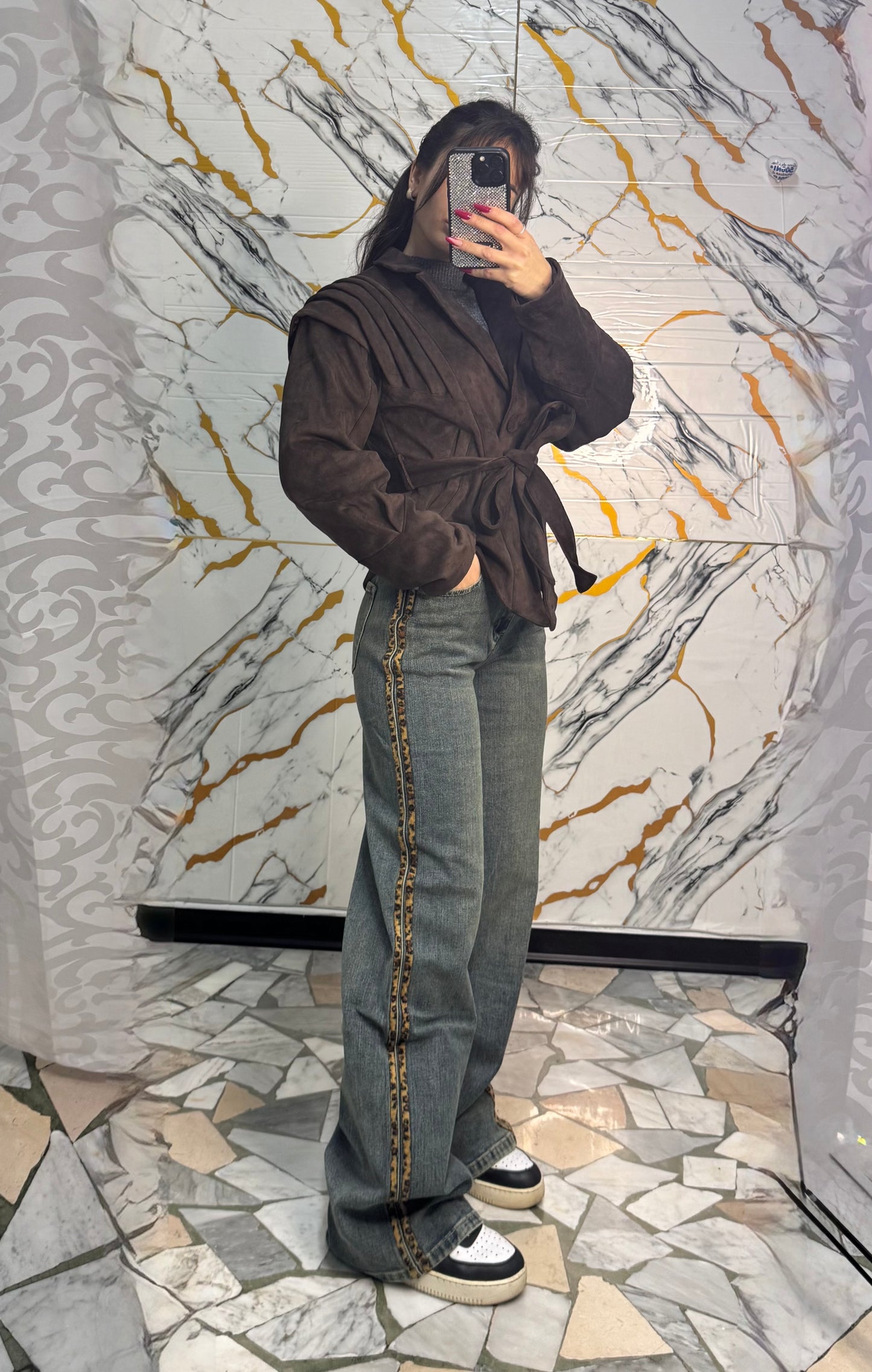 Jeans banda animalier