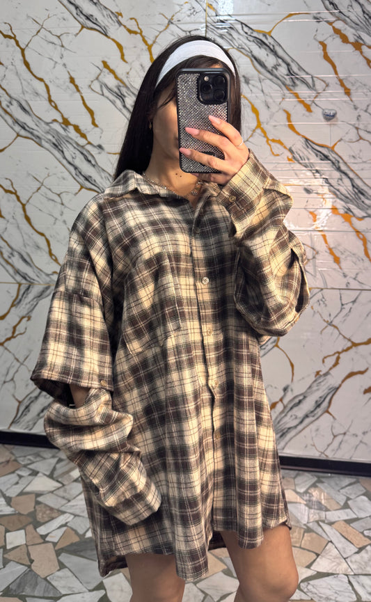 Curvy camicia Carres beige