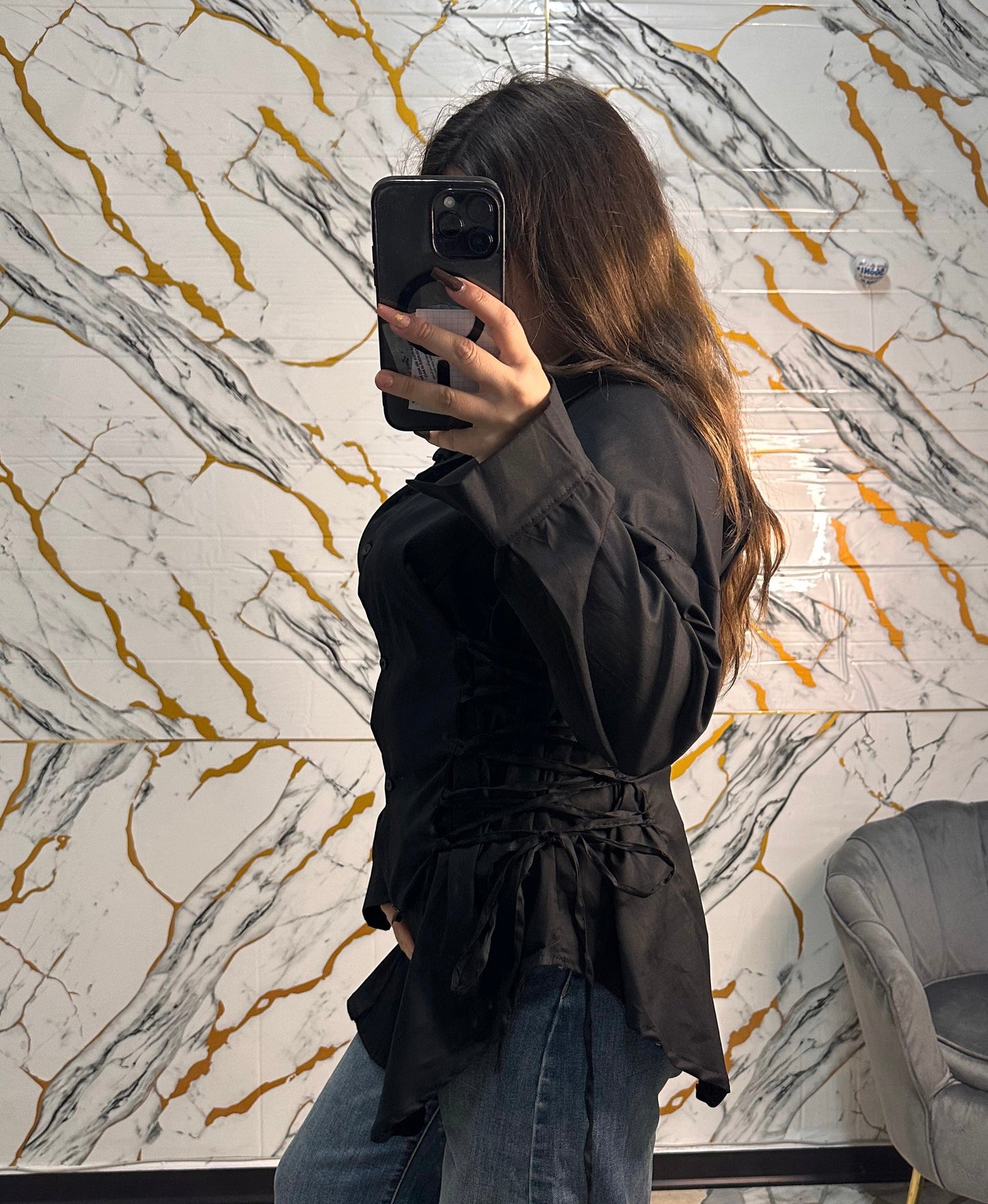 Camicia intreccio nera