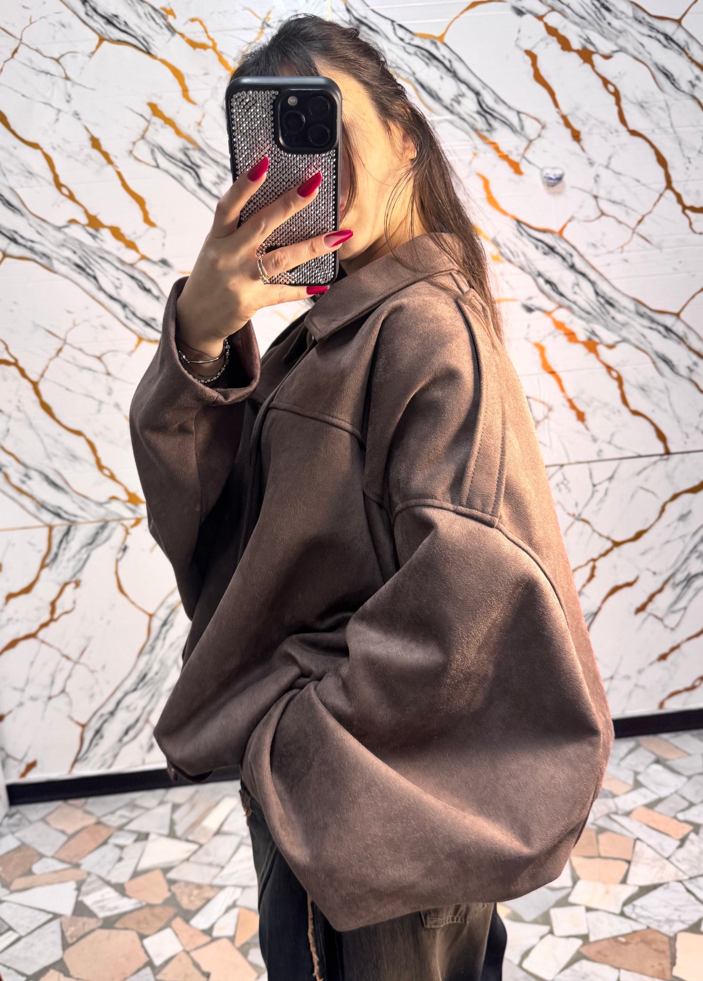 Bomber camoscio chocolate