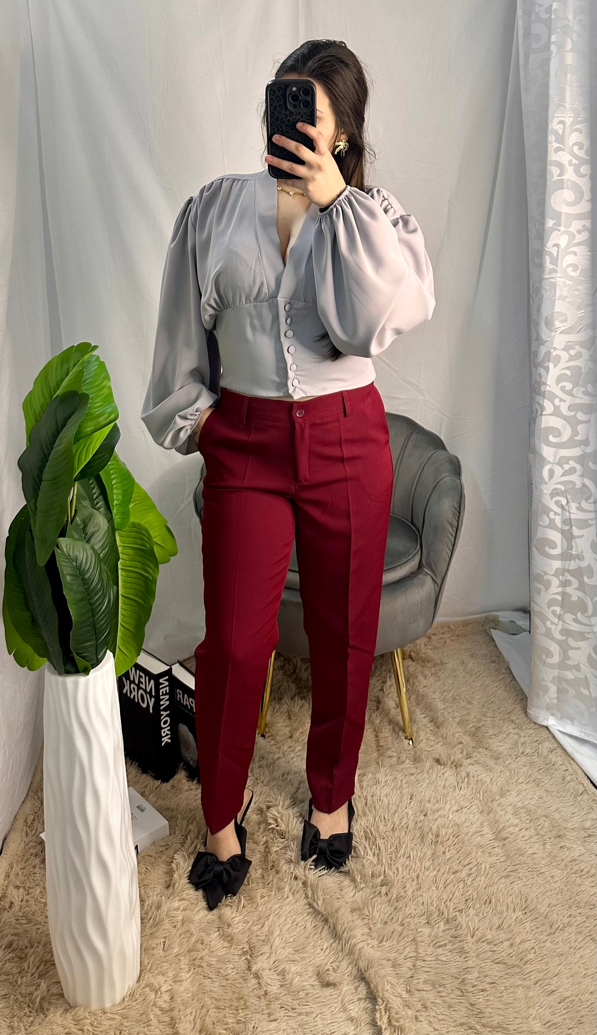 Pantalone easy bordeaux