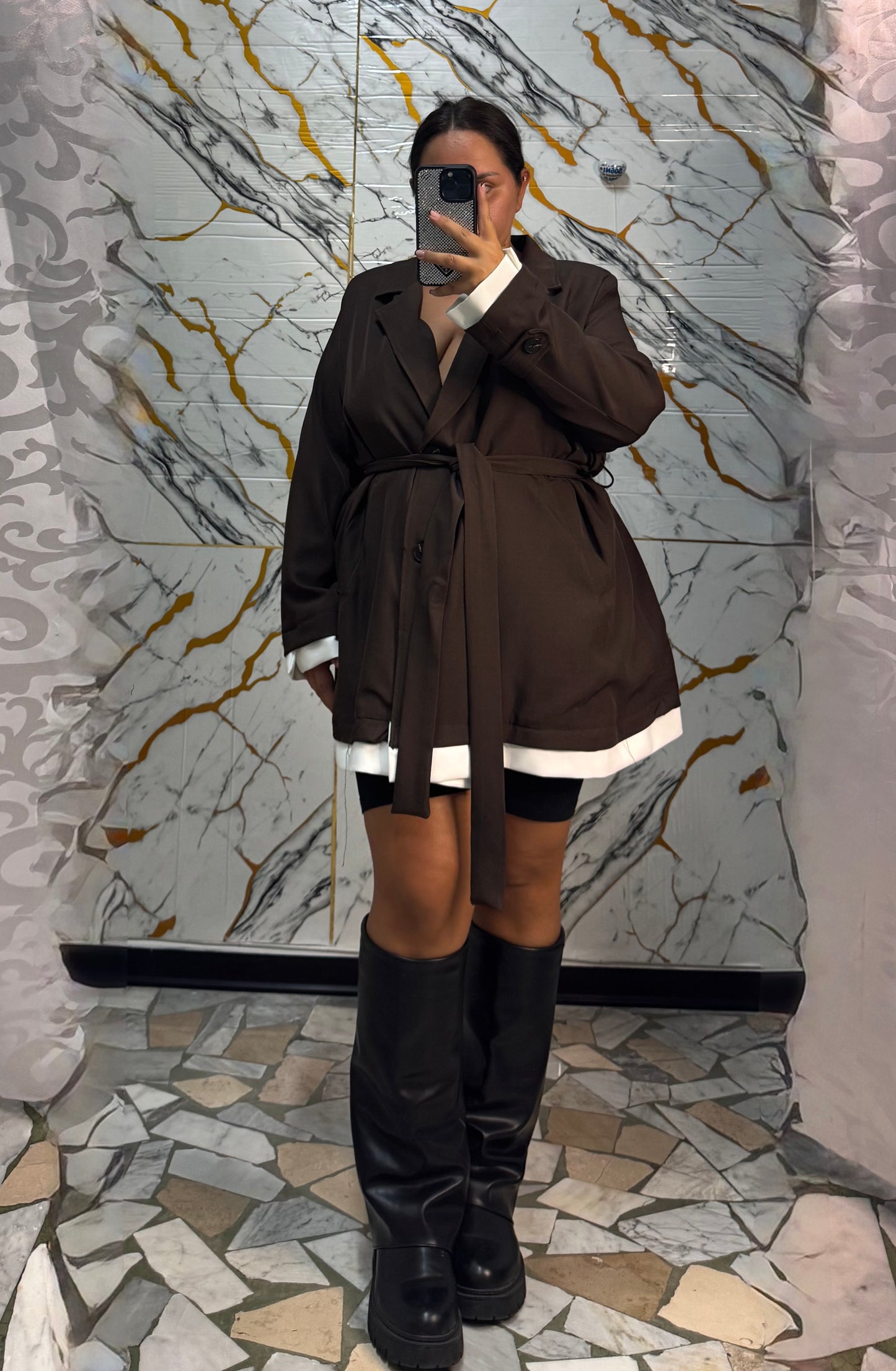 Curvy blazer ballerina marrone