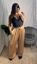 Pantalone satin oro