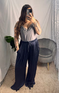 Pantalone satin blu