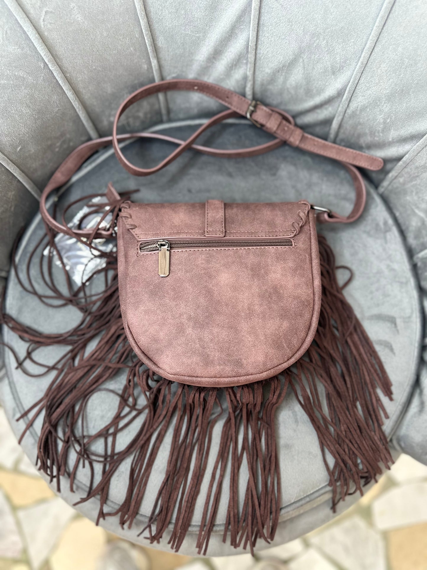 Borsa hobo con frange