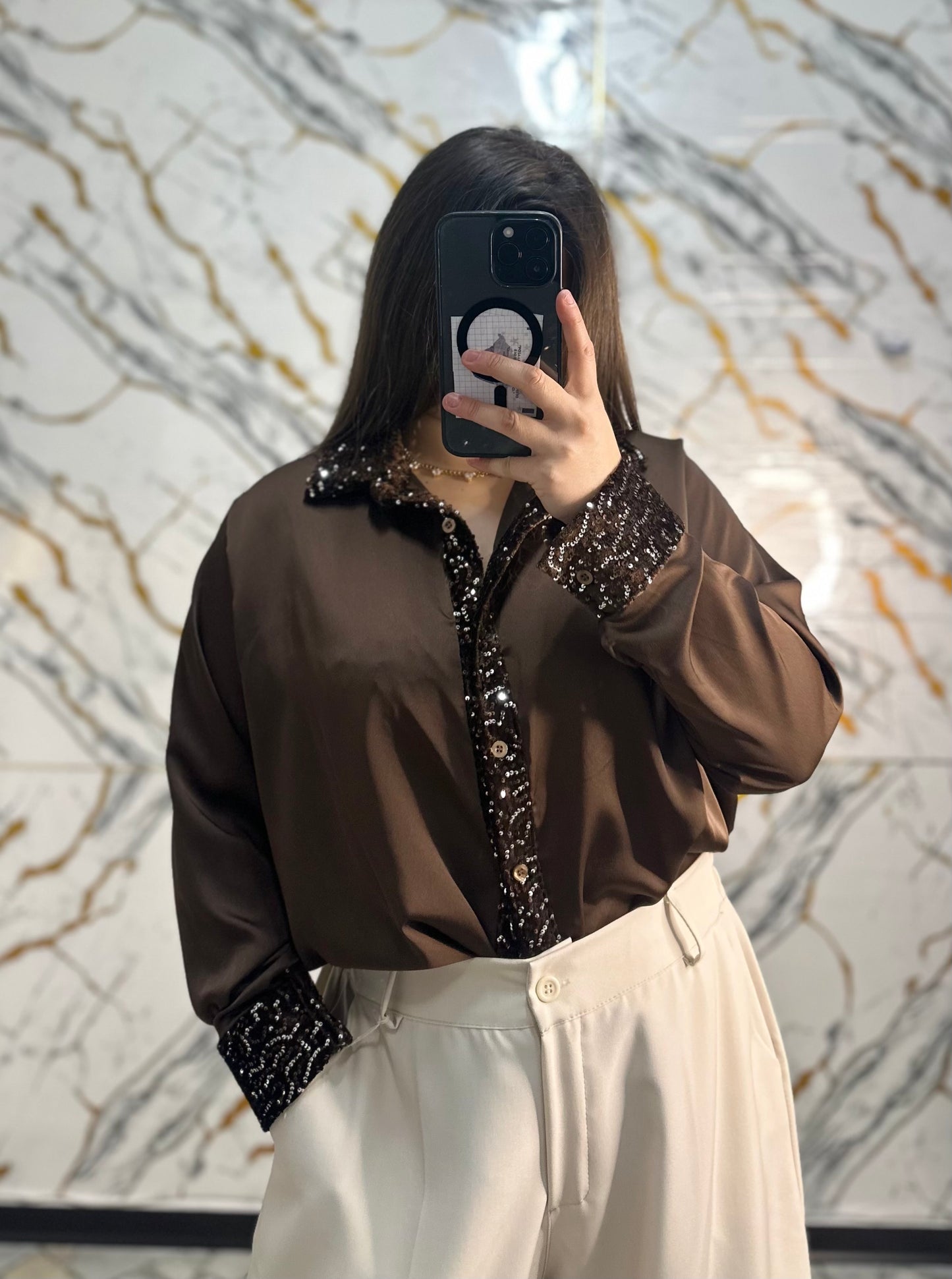 Curvy camicia Luxury brown