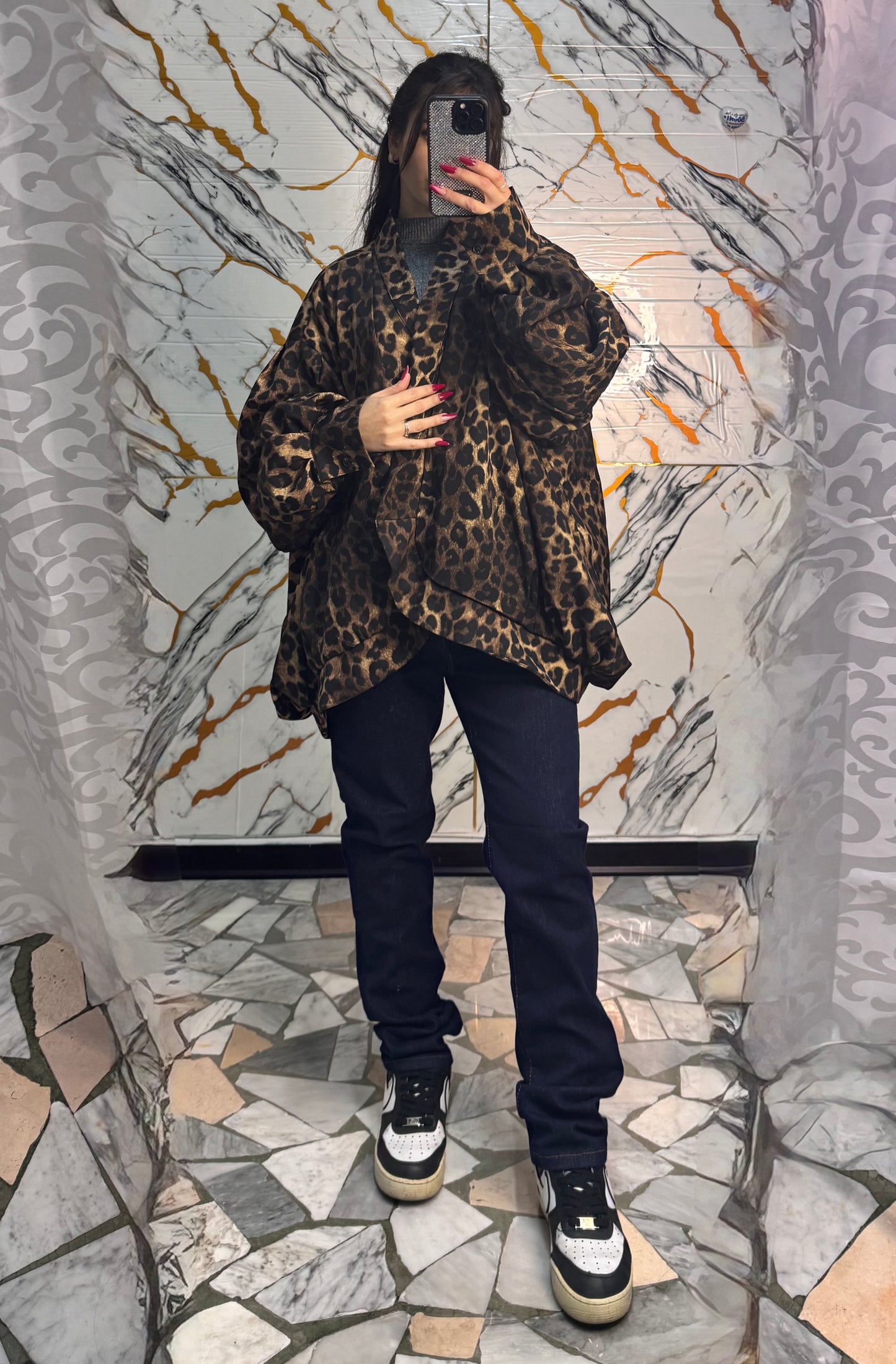 Curvy Bomber aperto animalier over