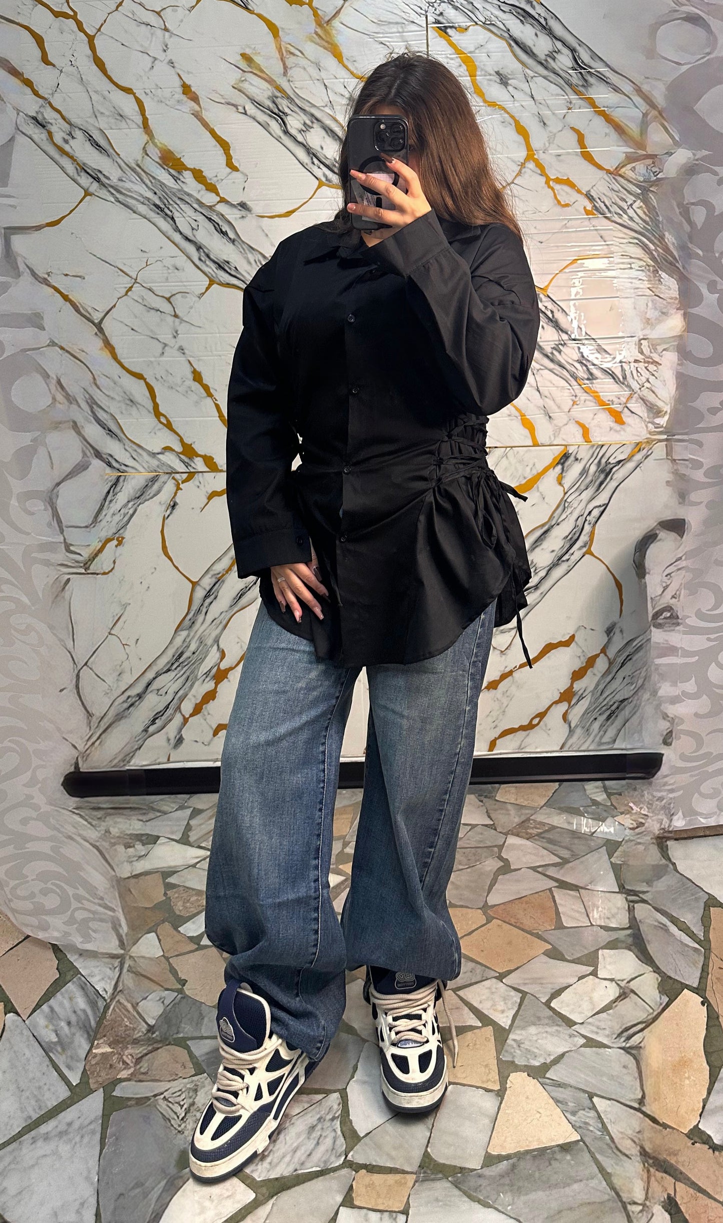 Camicia intreccio nera