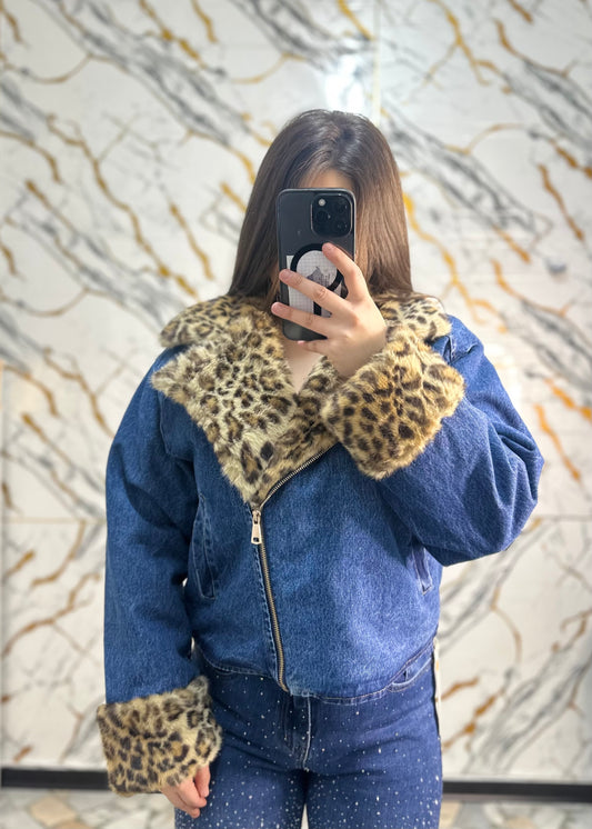 Giubbino di jeans animalier