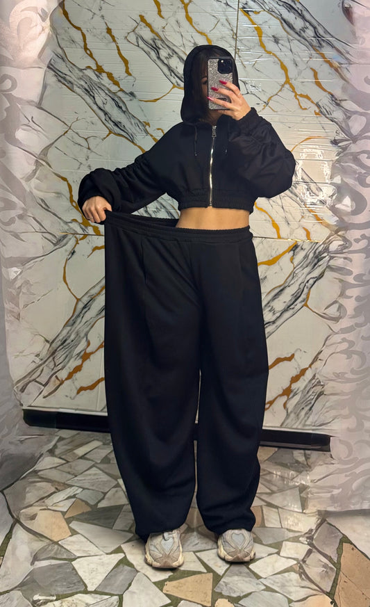 Coordinato tuta riccio nero