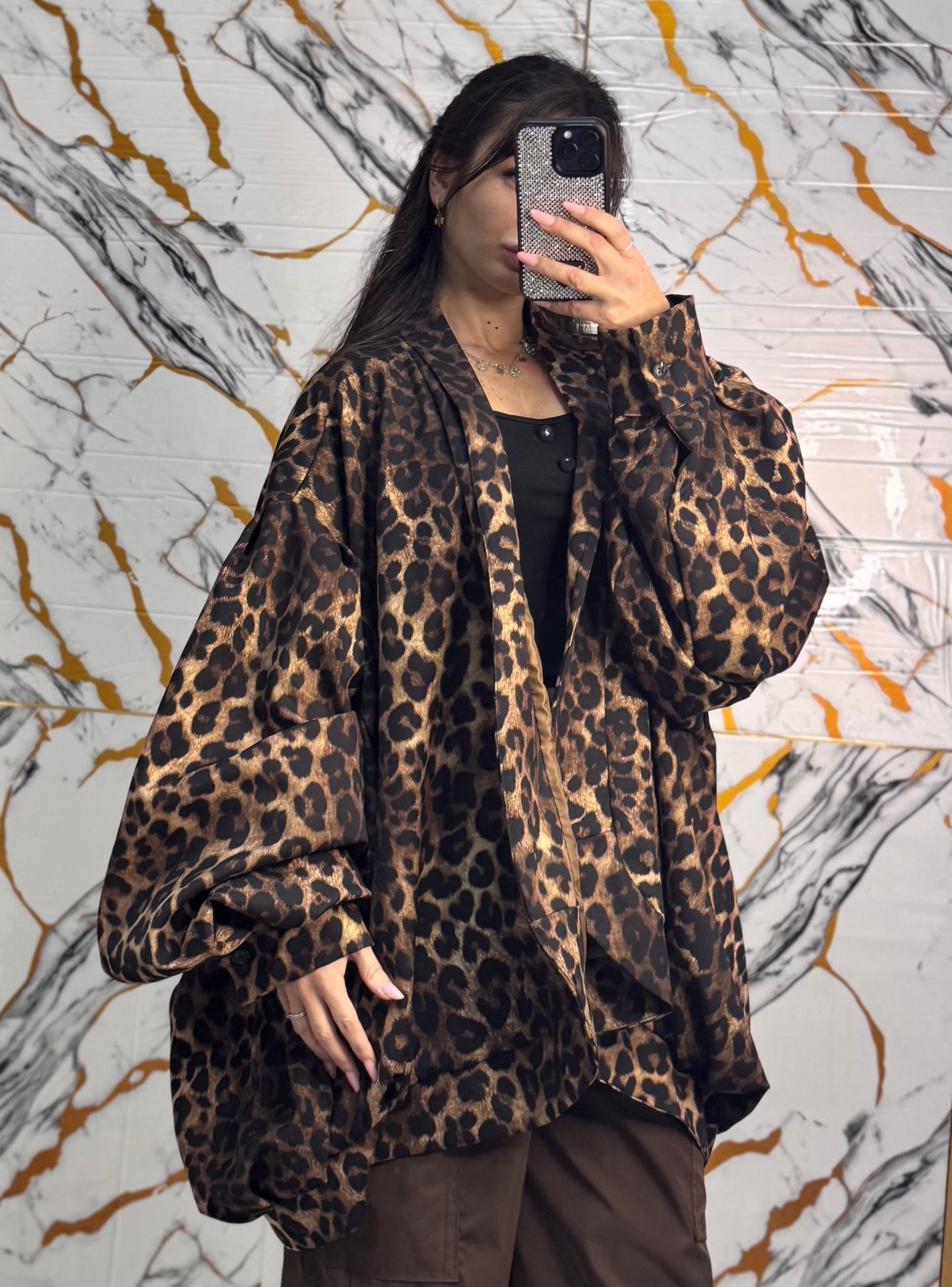 Curvy Bomber aperto animalier over