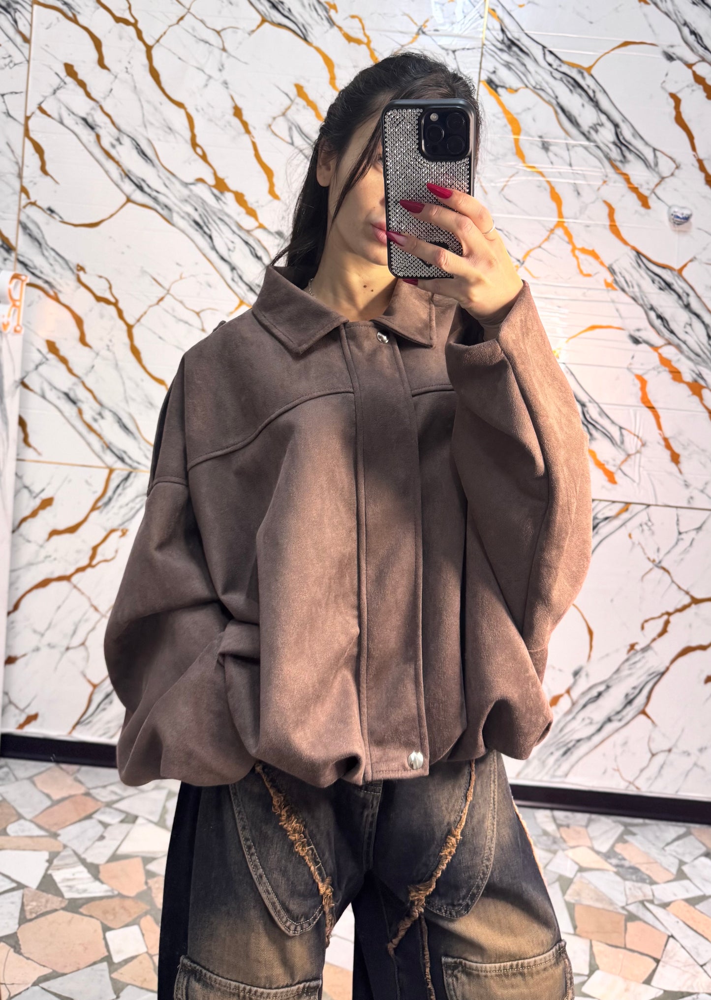 Bomber camoscio chocolate