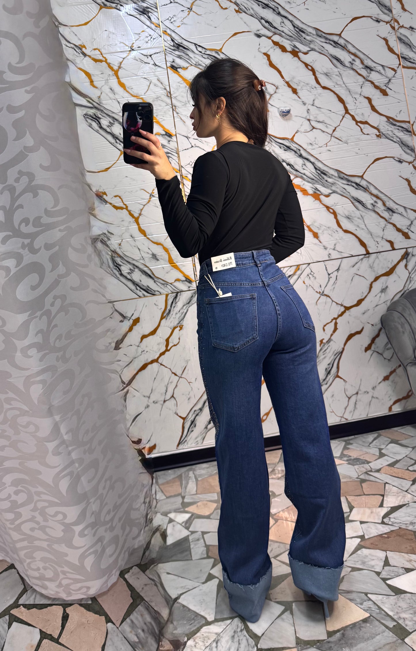 Jeans piegone diamond