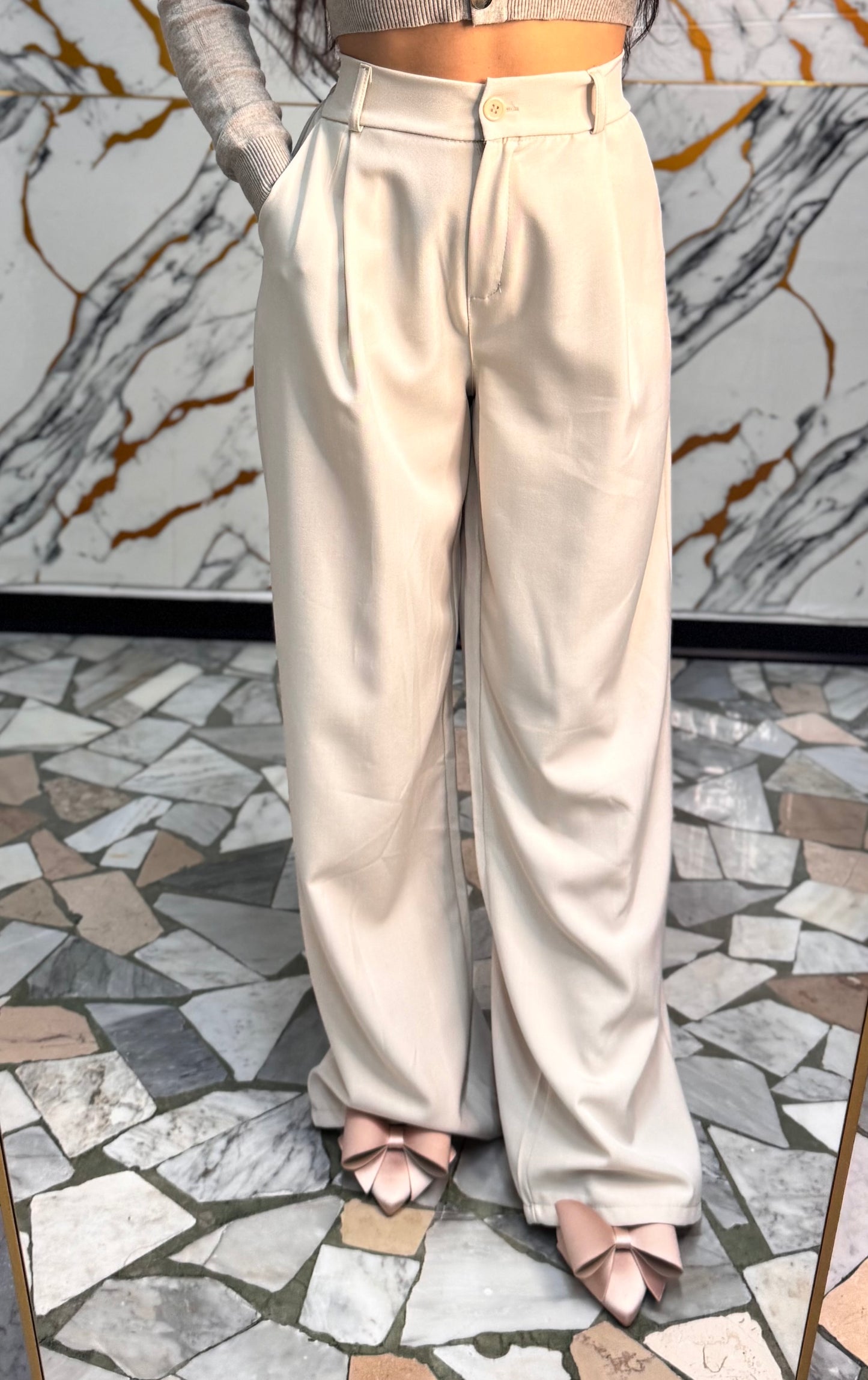 Pantalone easy beige