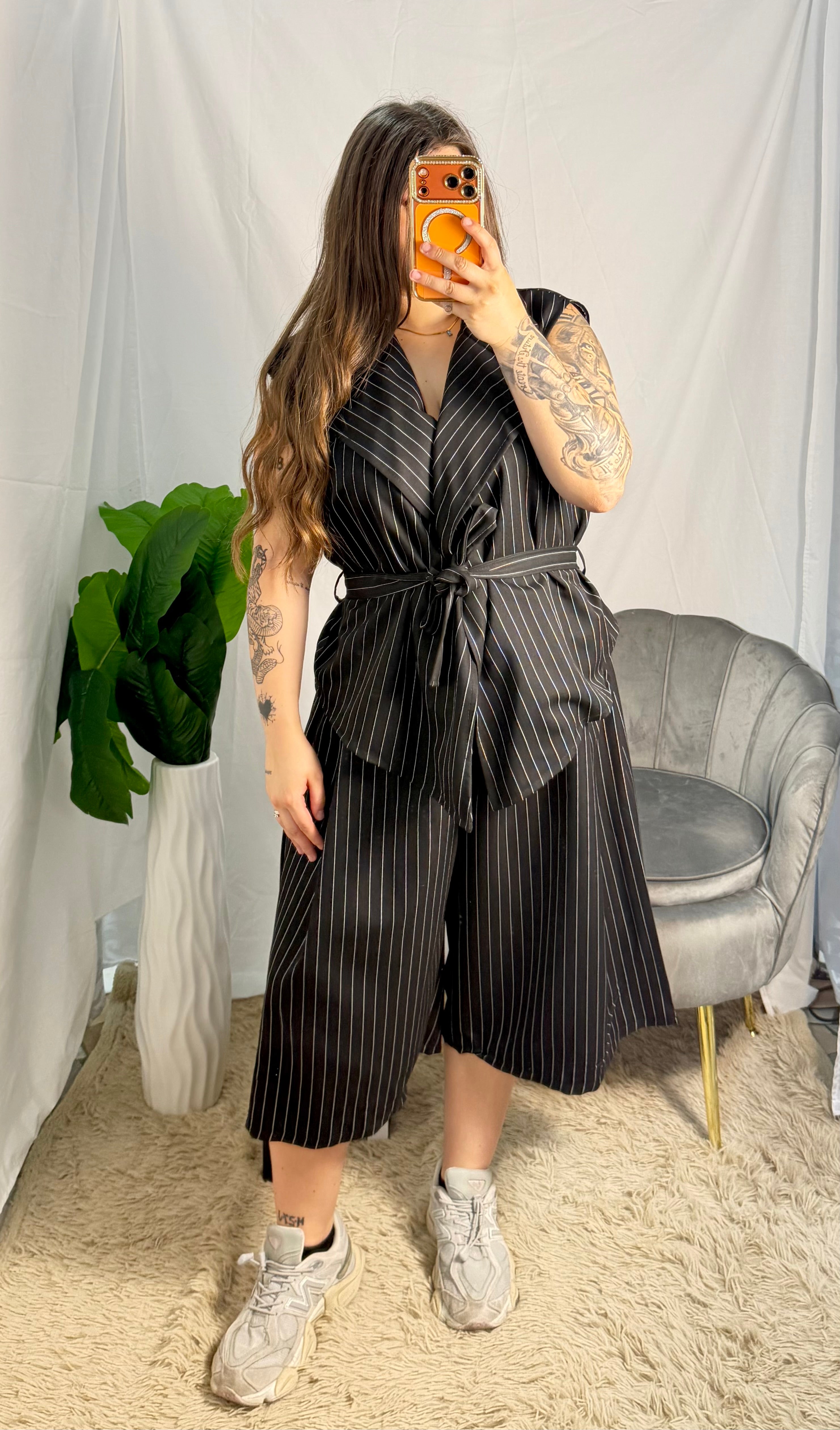 Curvy Coordinato gessato black