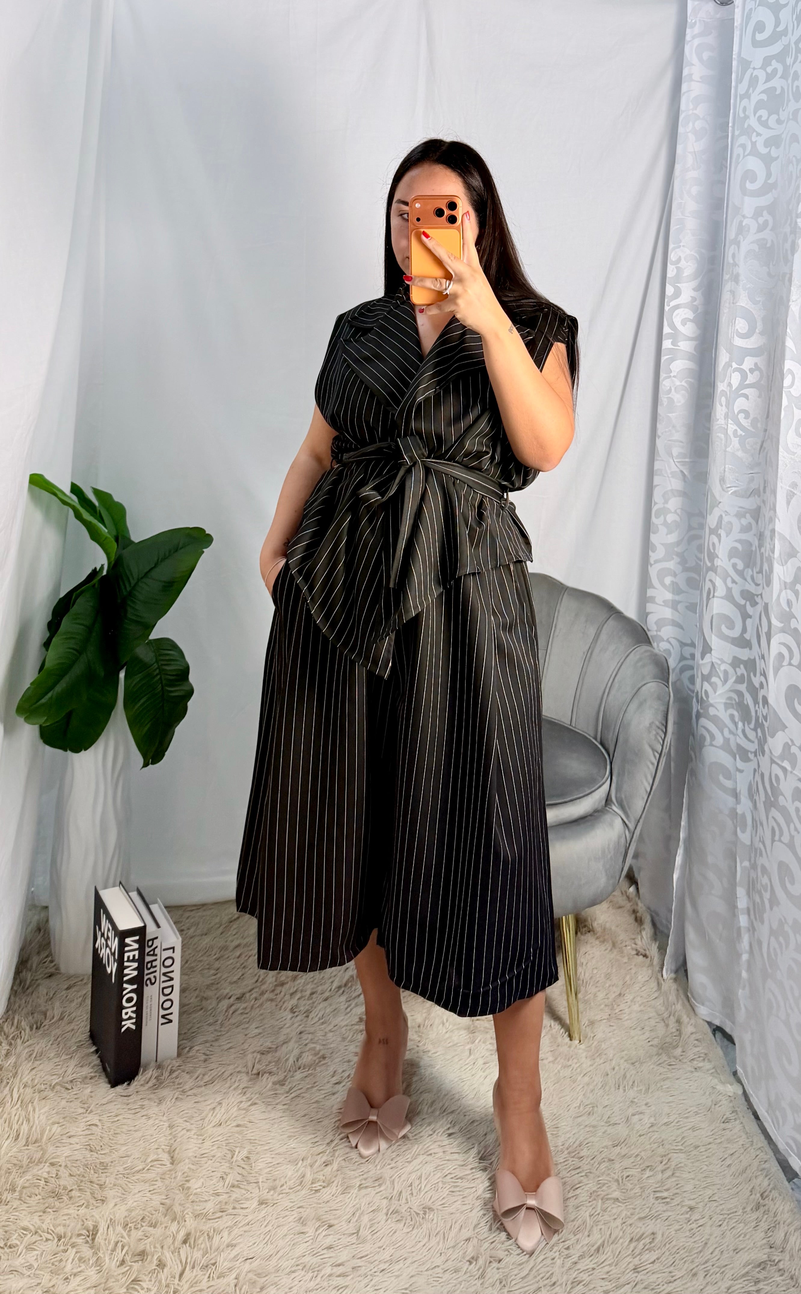 Curvy Coordinato gessato black