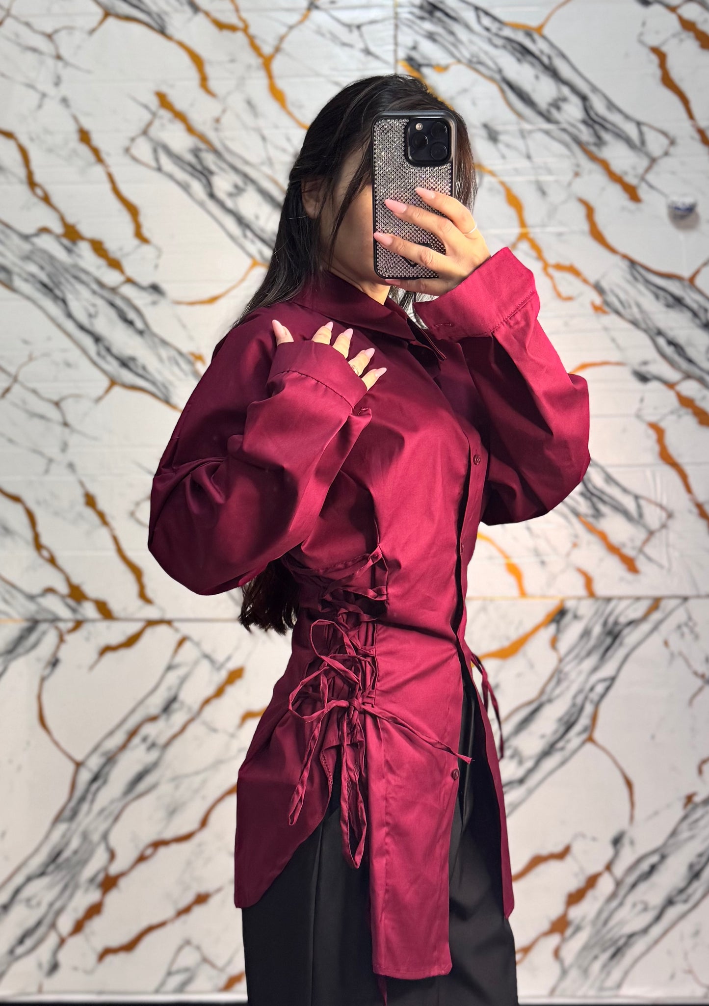 Camicia intreccio bordeaux