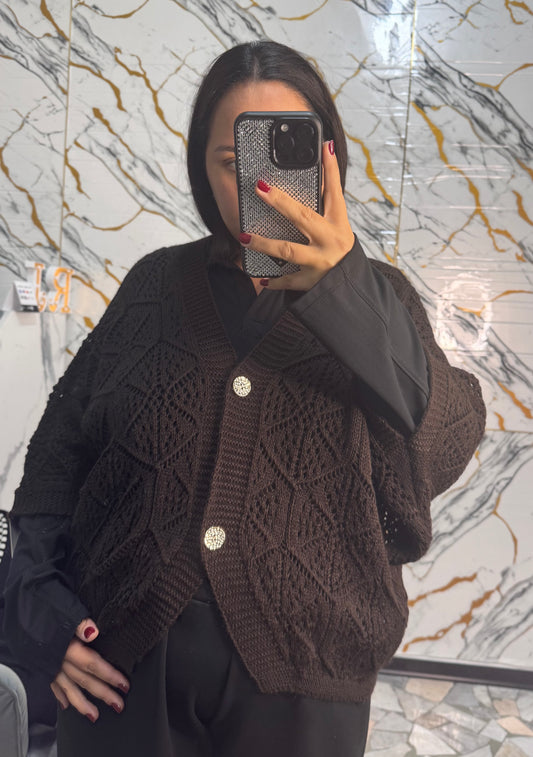 Cardigan curvy Milena marrone