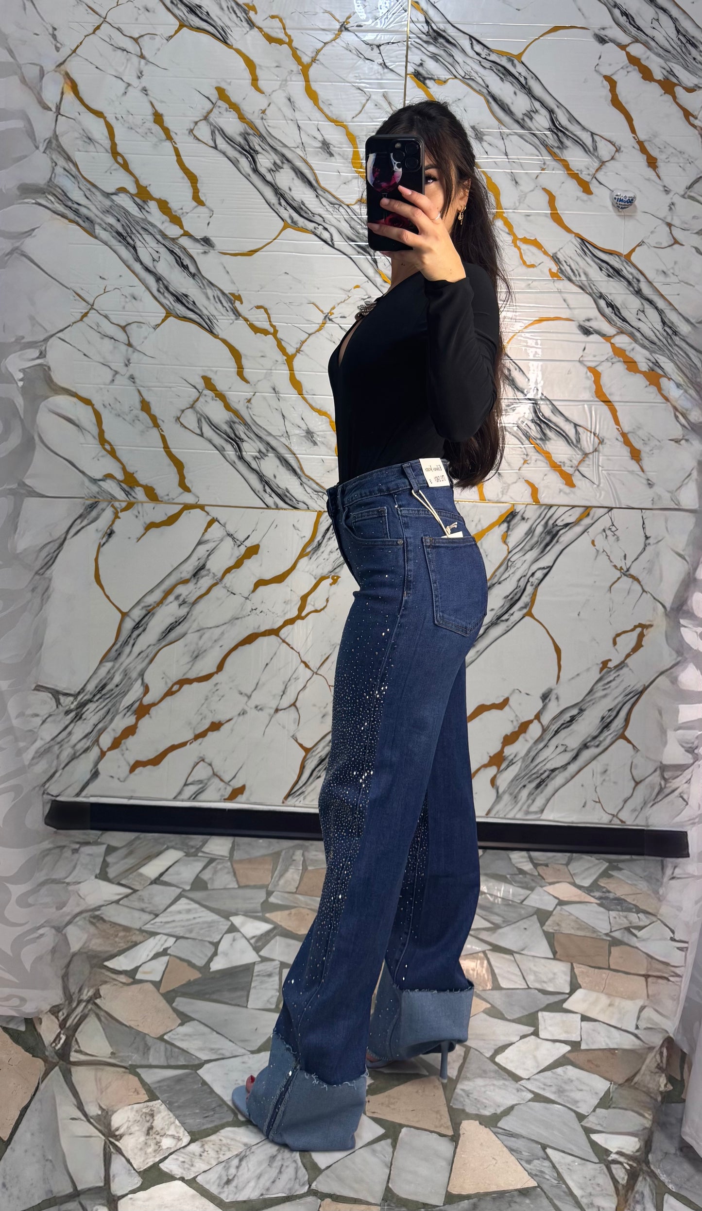 Jeans piegone diamond