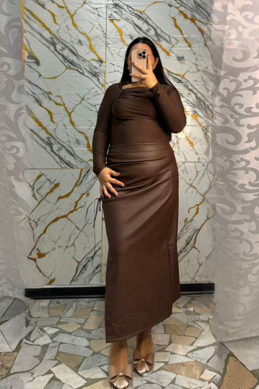 Curvy gonna ecopelle chocolate