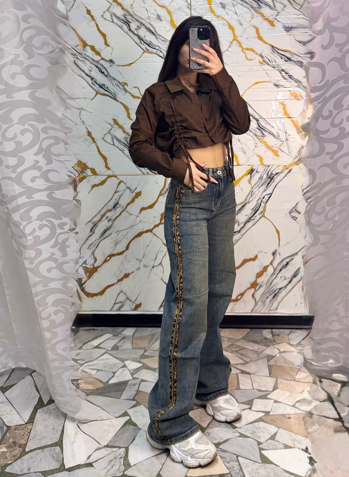 Jeans banda animalier